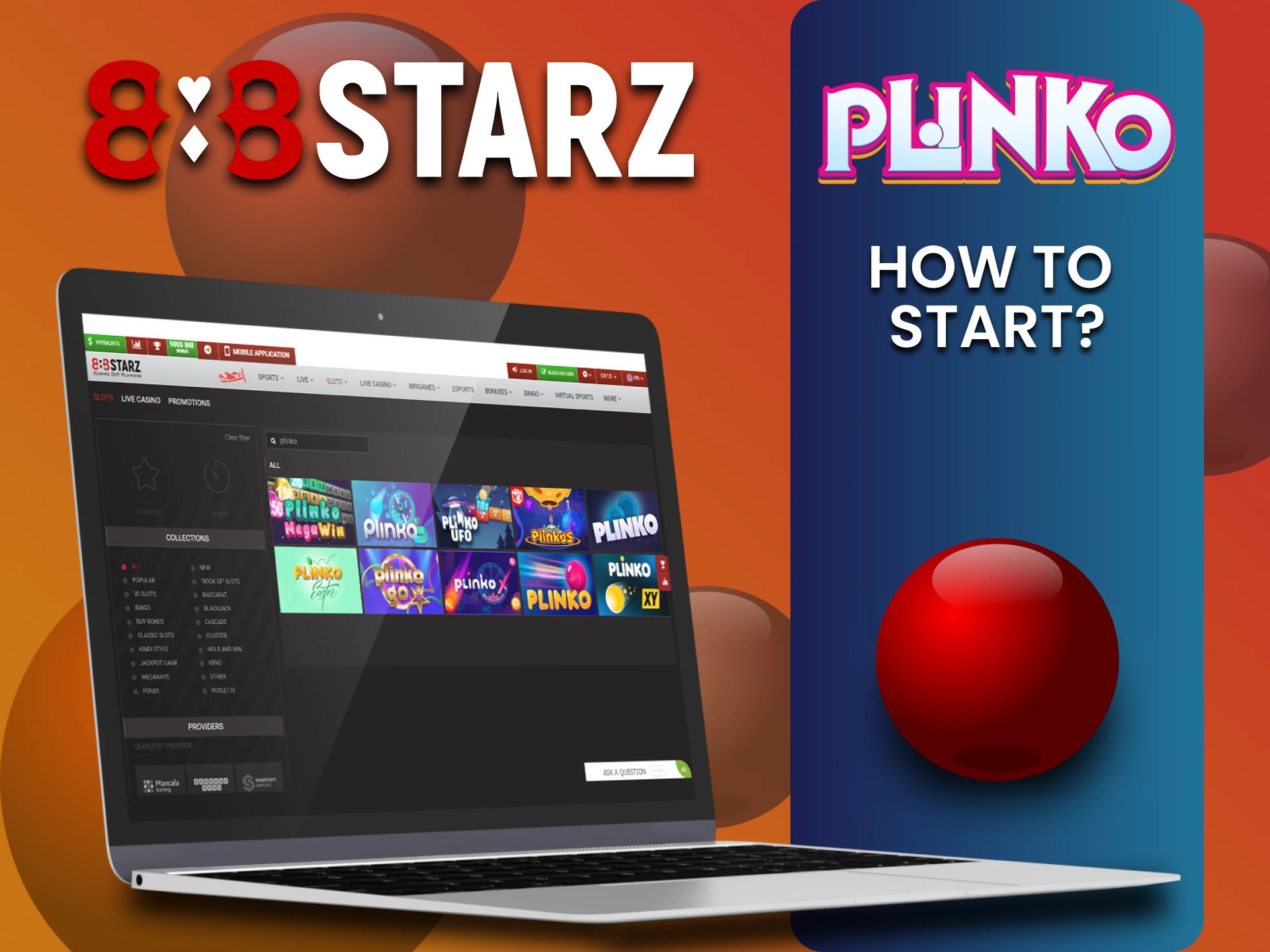Plinko खेलने के लिए 888starz के कैसीनो सेक्शन पर जाएं।