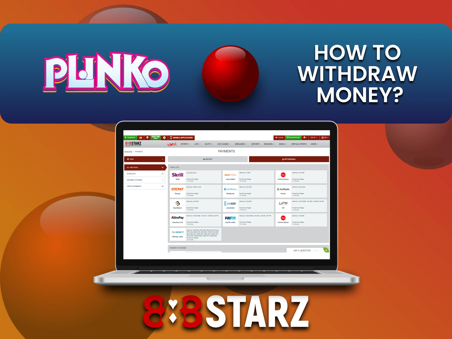 Plinko के लिए 888starz से फंड निकालने का तरीका जानें।