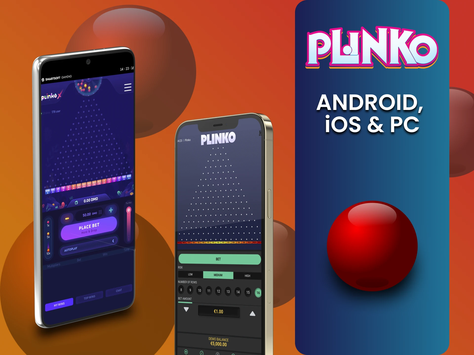 Plinko खेलने के लिए अपने किसी भी डिवाइस पर ऐप डाउनलोड करें।