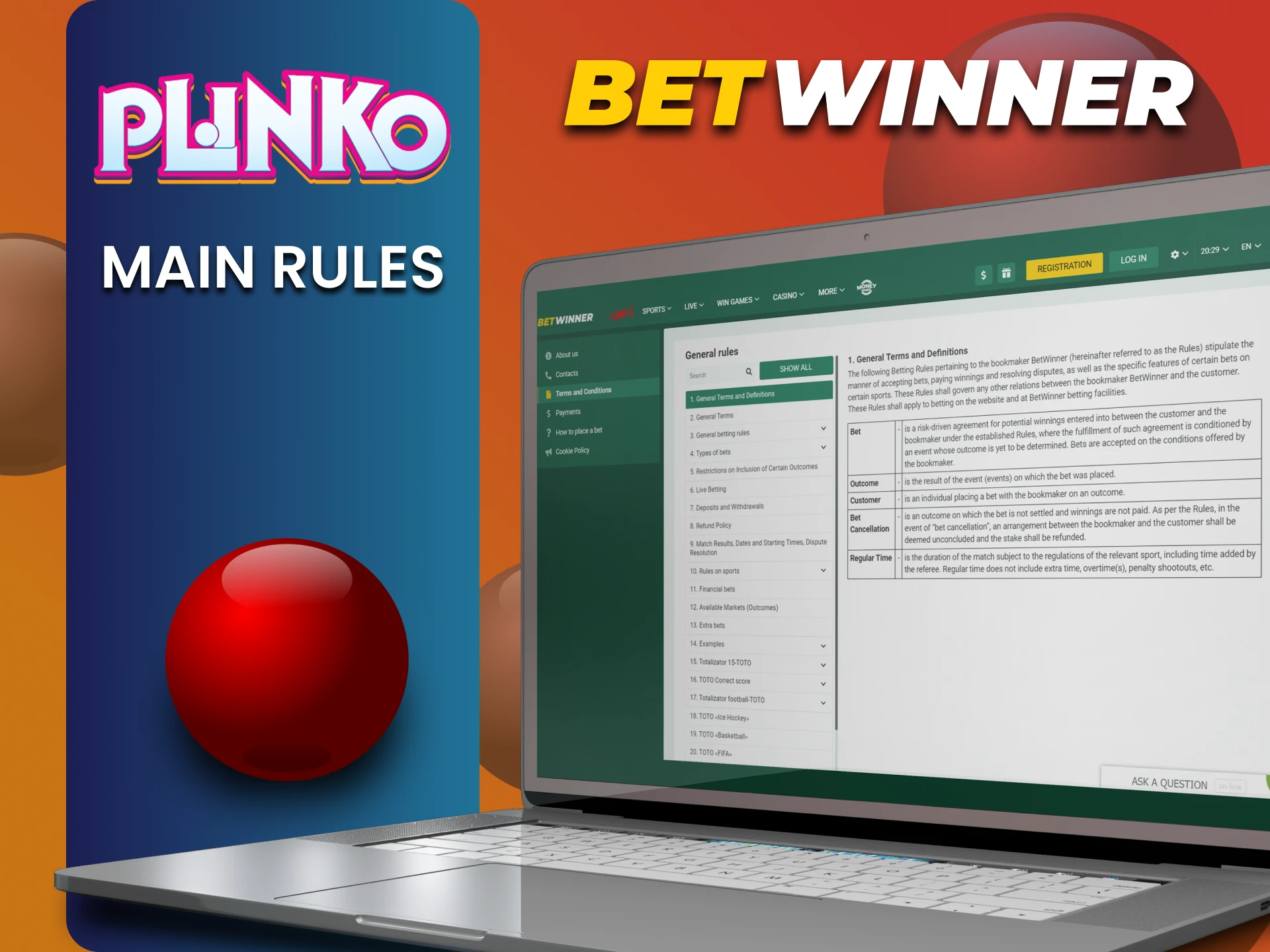 Plinko खेलने के लिए Betwinner सेवा के नियम जानें।