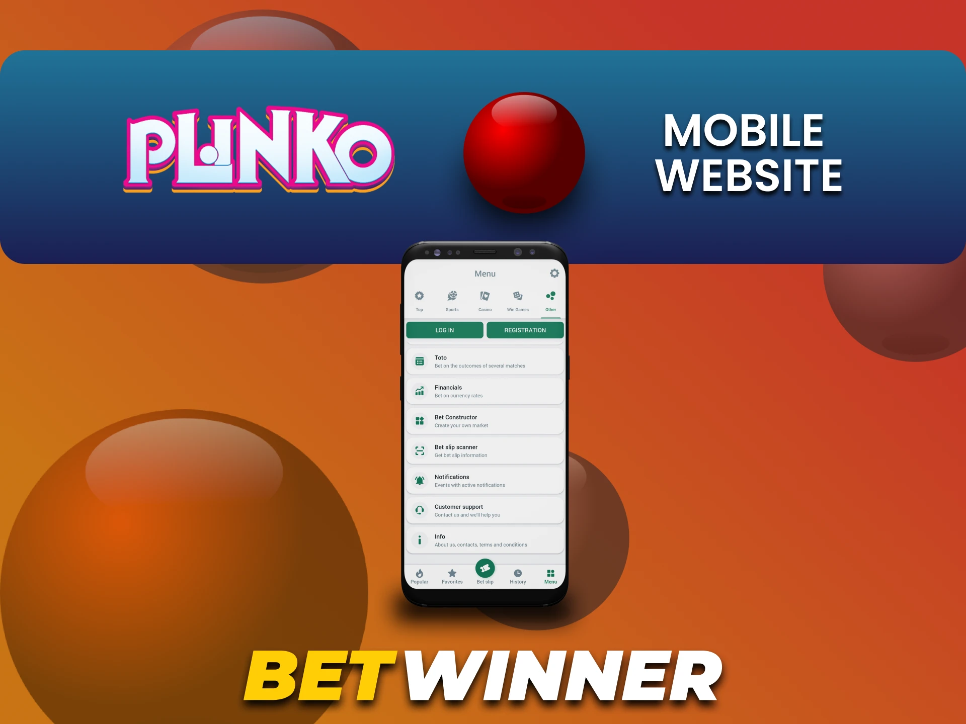अपने मोबाइल फोन से Betwinner पर Plinko खेलें।