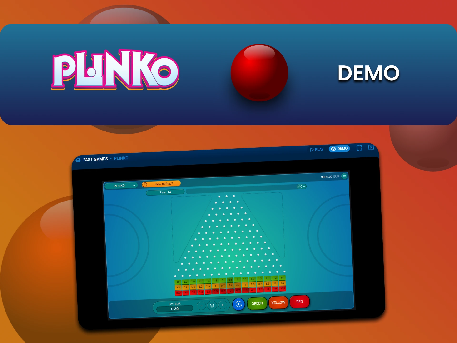 Plinko में अभ्यास के लिए गेम का डेमो संस्करण है।