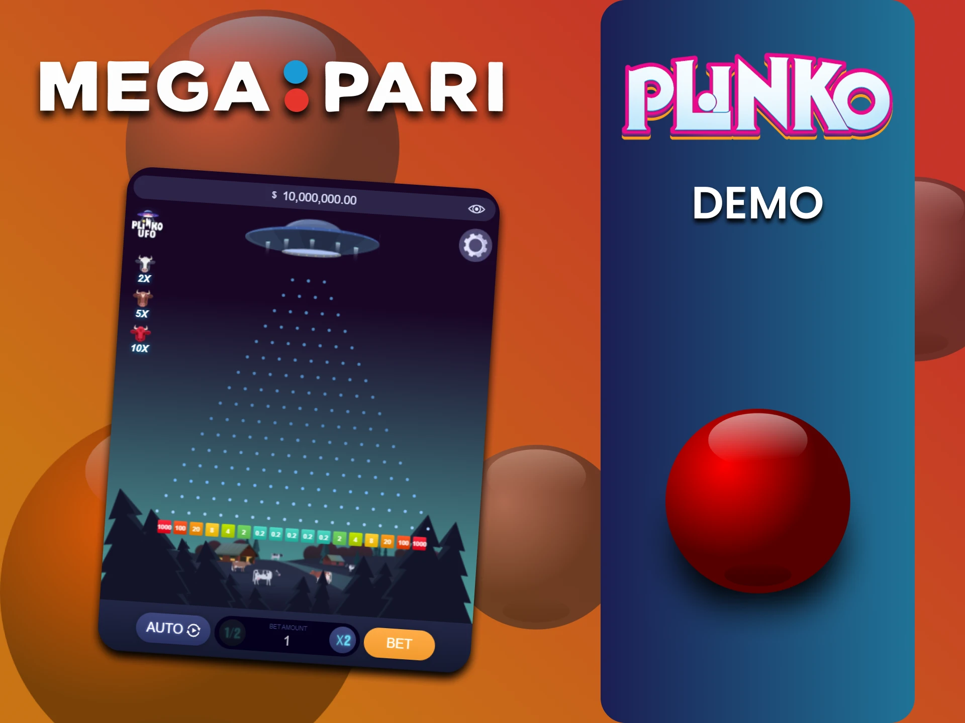 Megapari पर डेमो Plinko में अभ्यास करें।