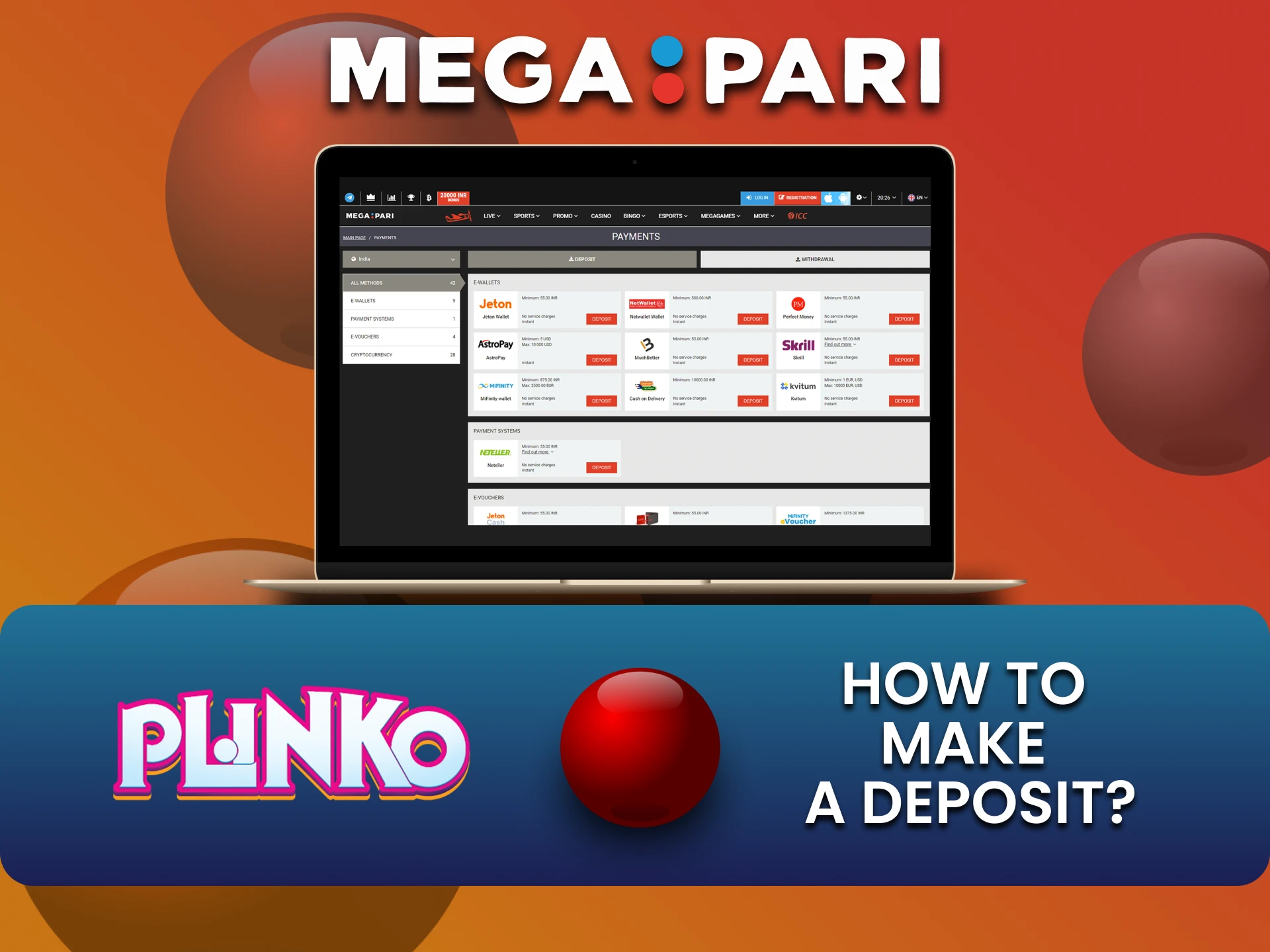 Plinko के लिए Megapari पर फंड कैसे जमा करें जानें।