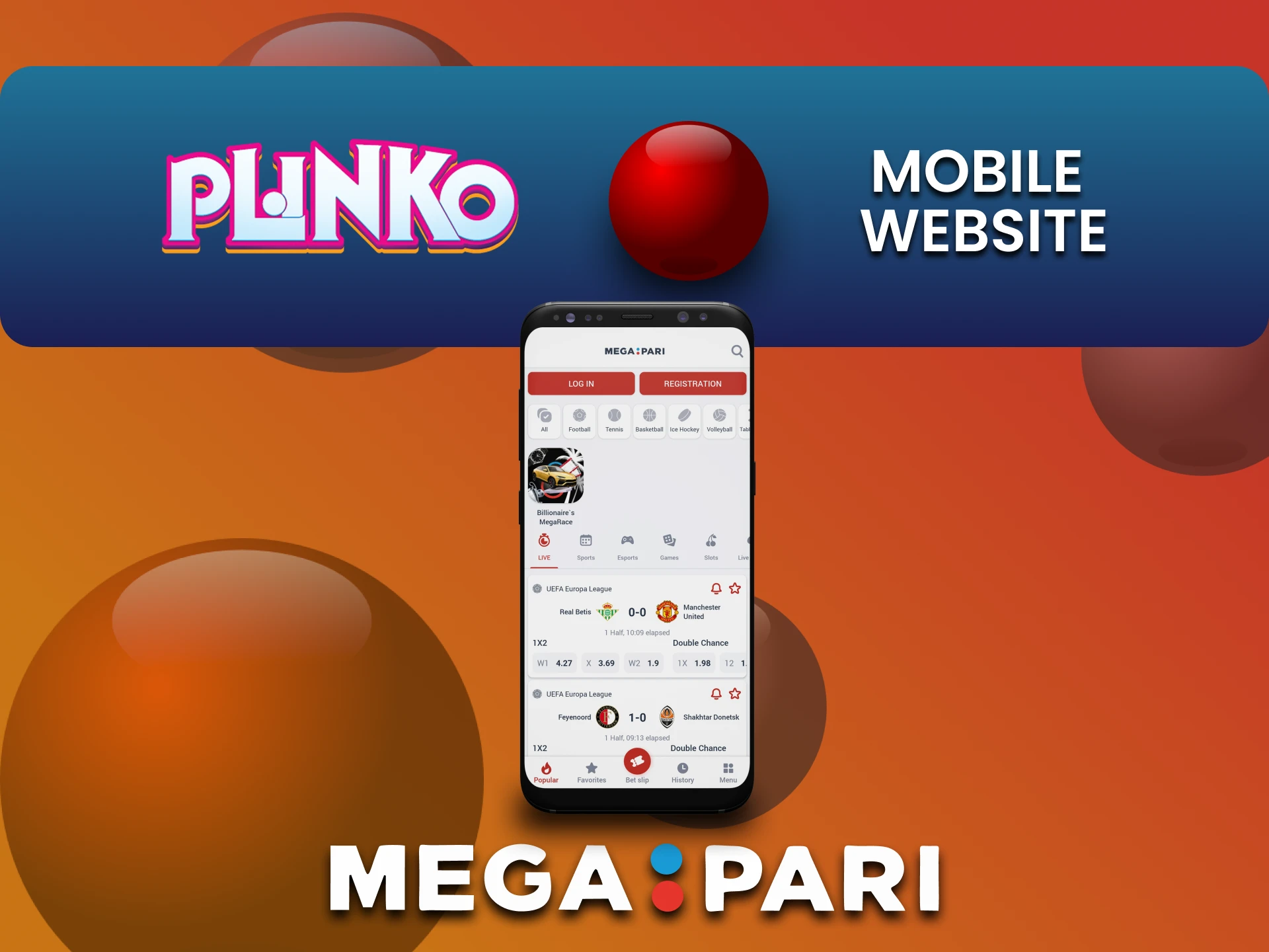 Plinko के लिए Megapari वेबसाइट का मोबाइल संस्करण देखें।