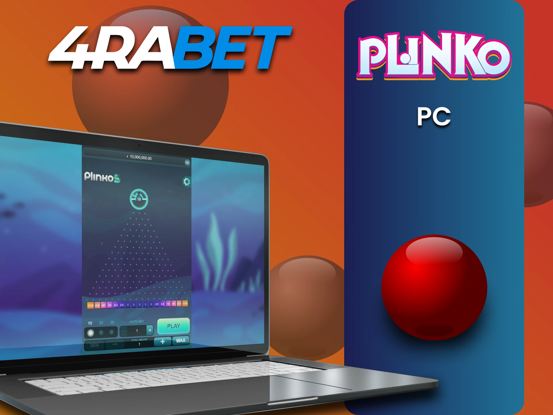 Use your PC to play Plinko at 4rabet.