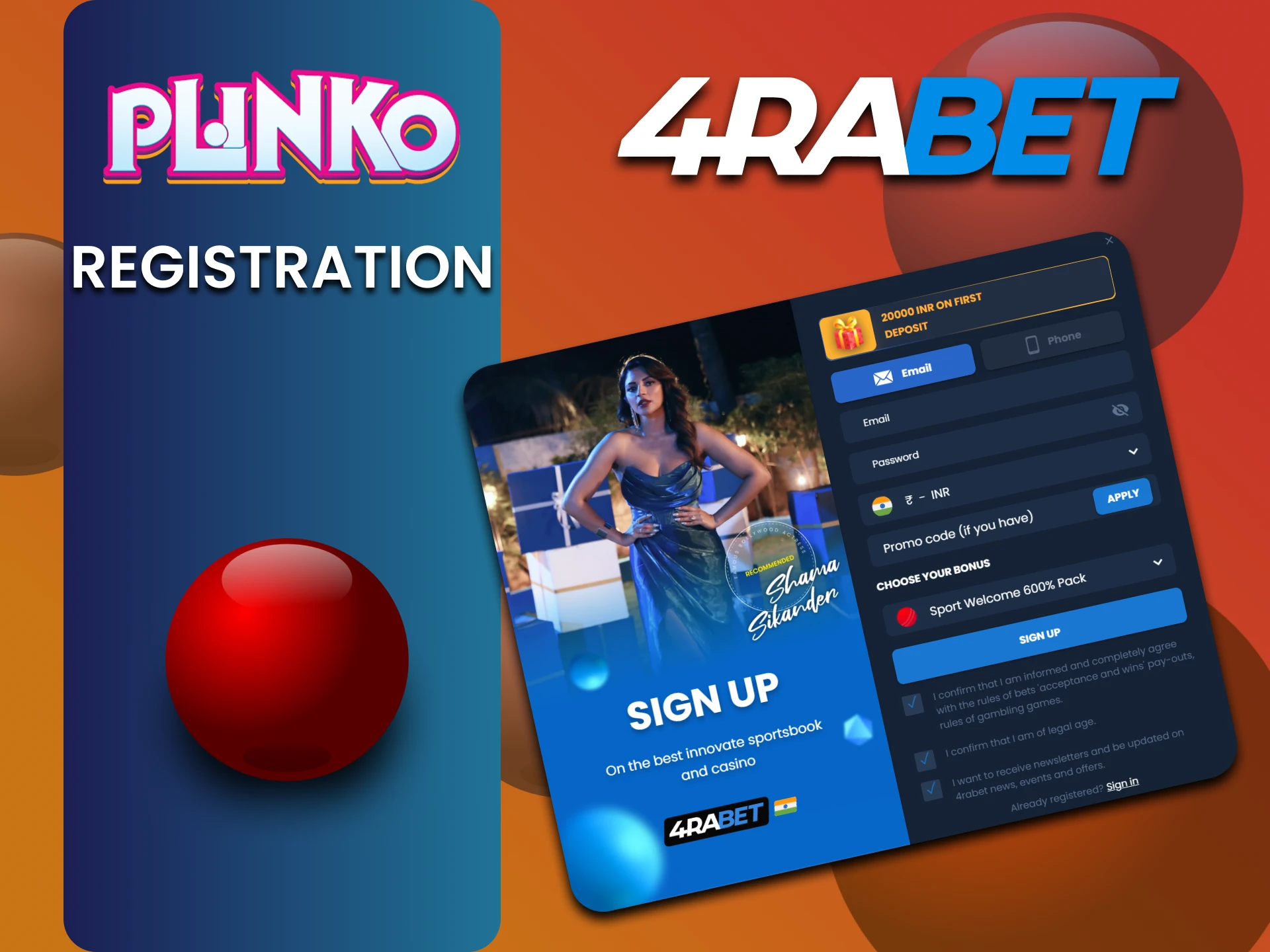 Register on 4rabet to play Plinko.