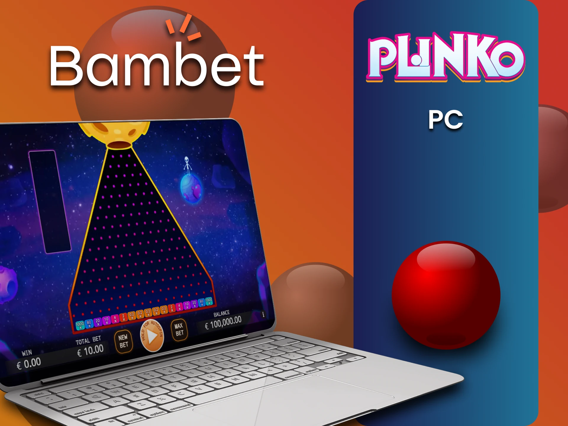 PC के माध्यम से Bambet पर Plinko खेलें।