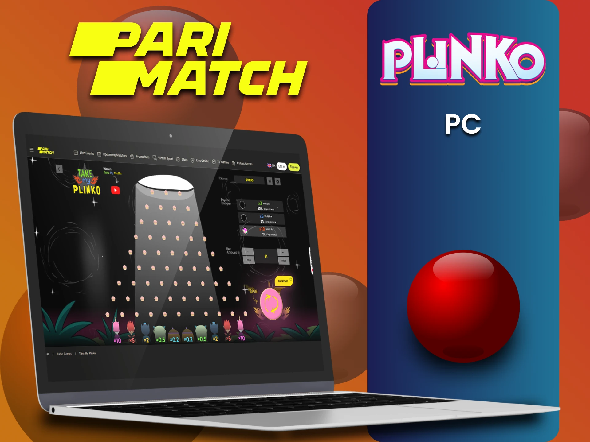 PC पर Parimatch के माध्यम से Plinko खेलें।