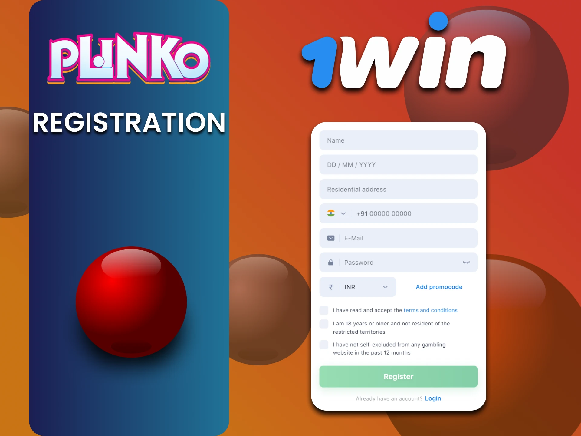Plinko खेलने के लिए 1win पर व्यक्तिगत खाता बनाएं।