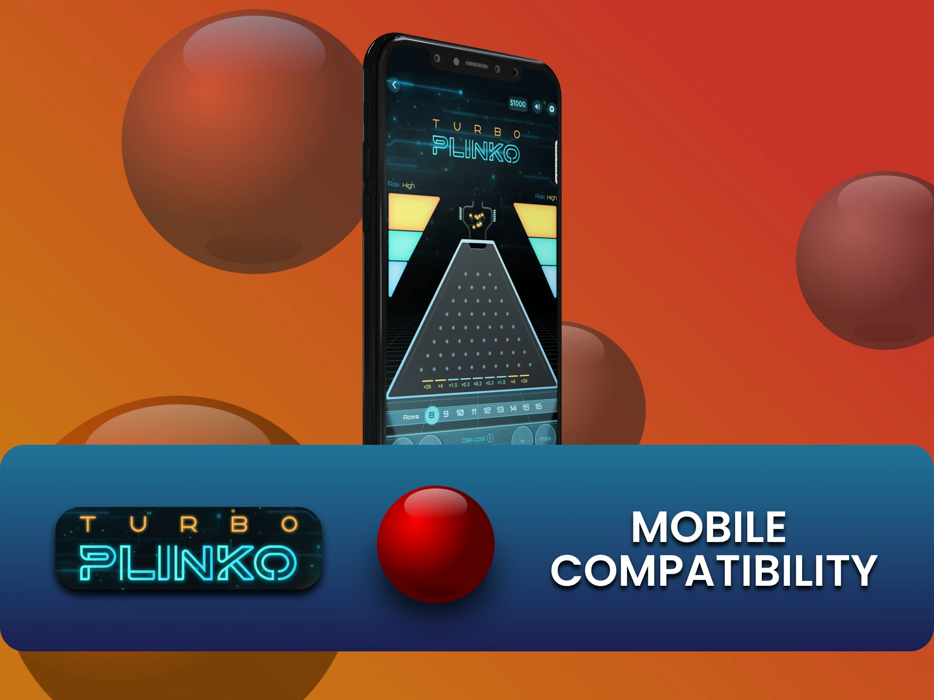 अपने फोन का उपयोग करके Plinko Turbo खेलें।