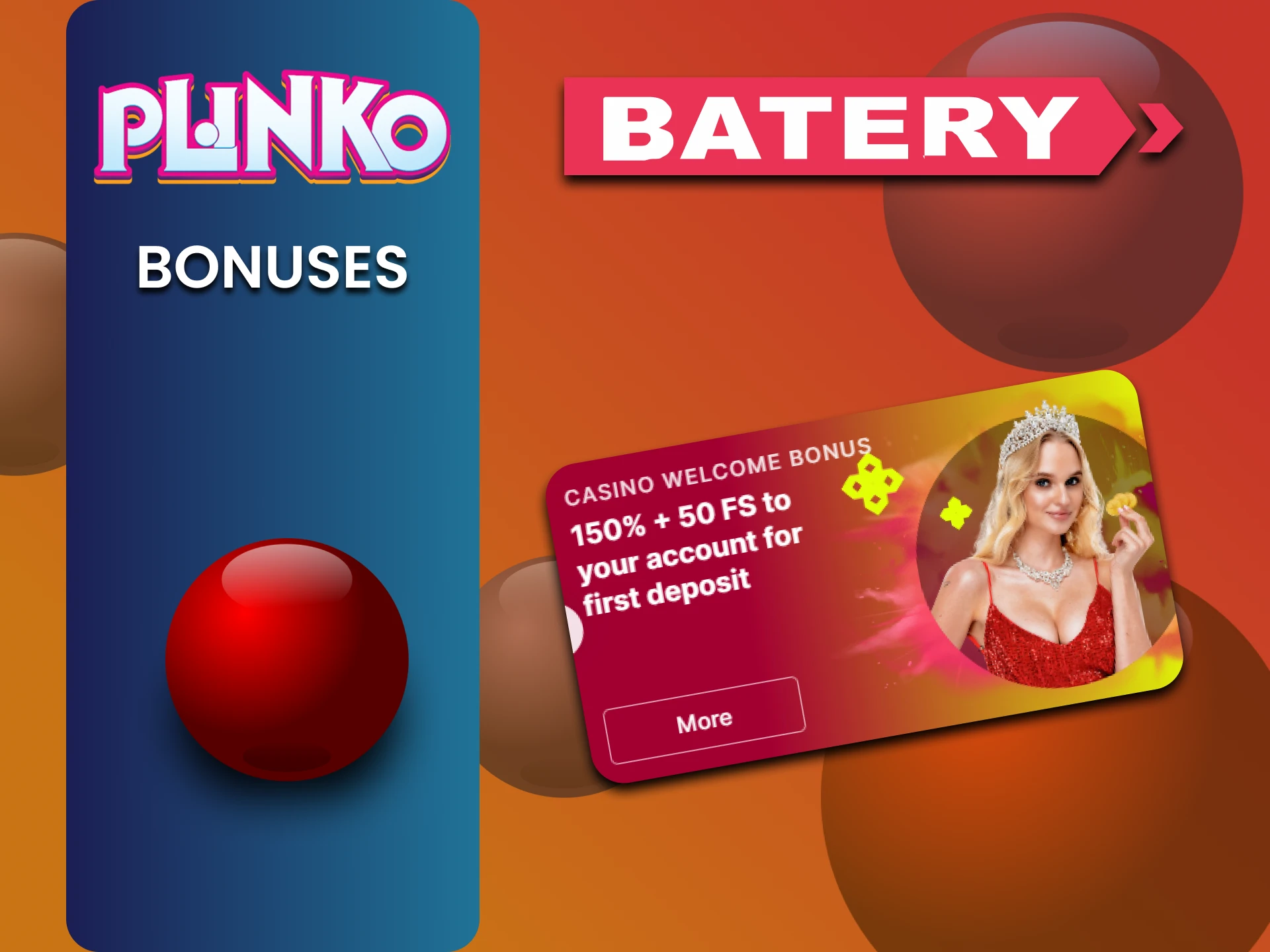 Batery से Plinko खेलने के लिए बोनस का उपयोग करें।