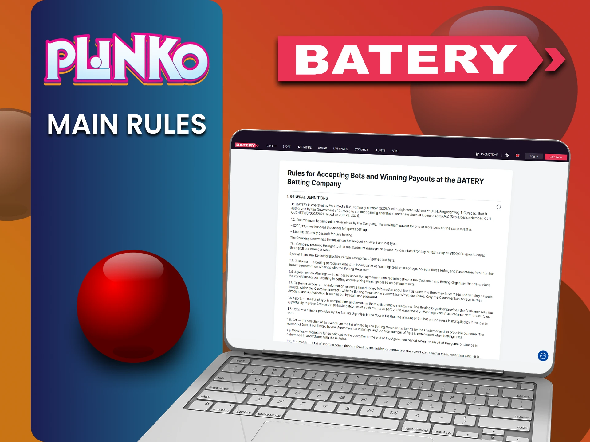 Batery वेबसाइट पर Plinko खेलने से पहले नियम पढ़ें।