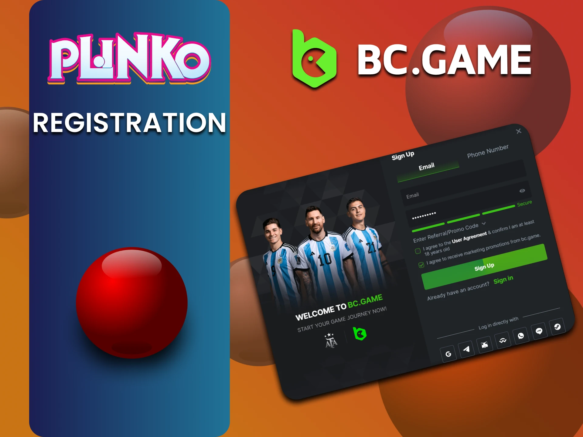 Plinko खेलने के लिए BCGame पर पंजीकरण करें।
