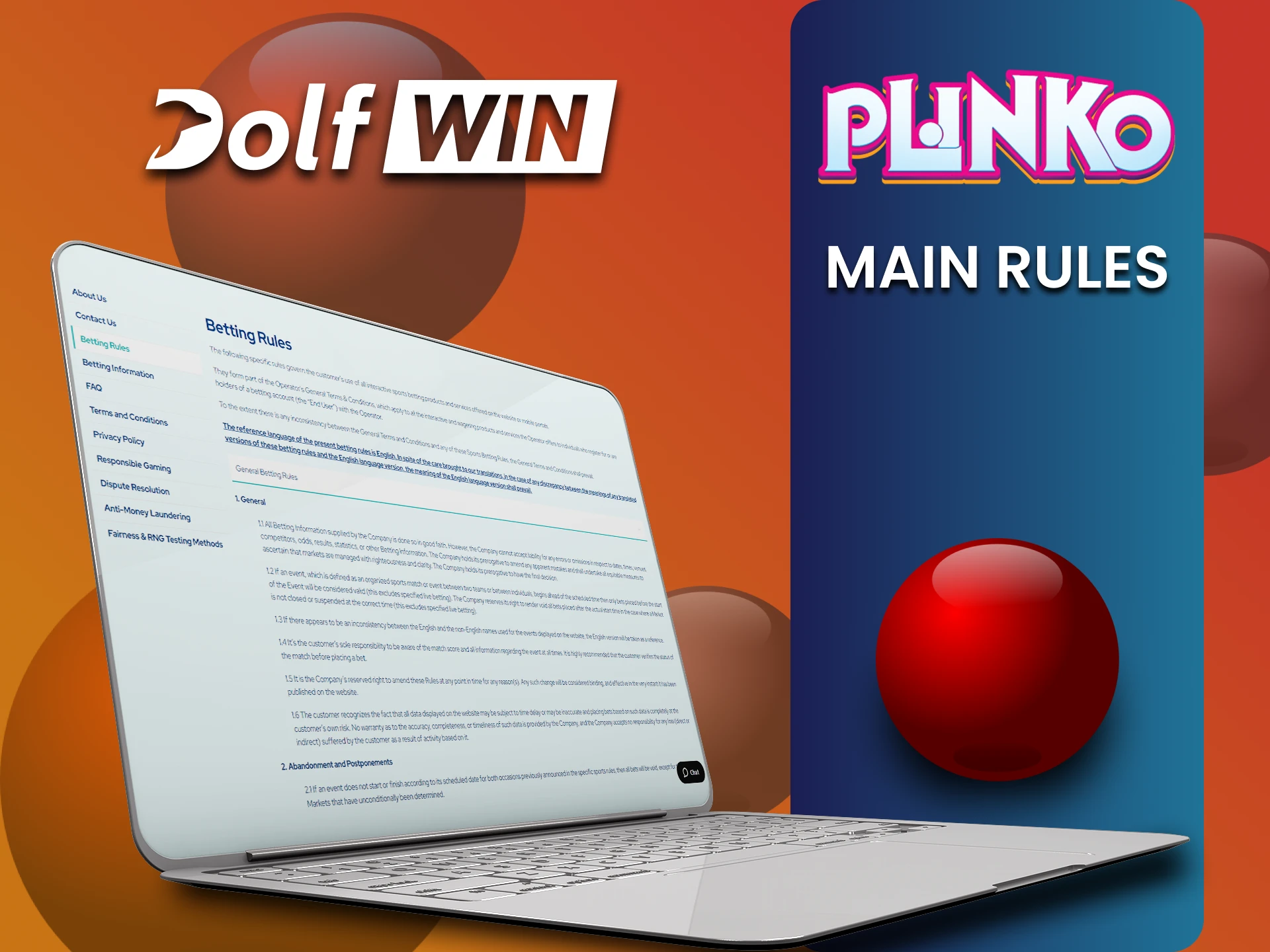 Plinko खेलने के लिए Dolfwin वेबसाइट पर उपयोग की शर्तें जानें।