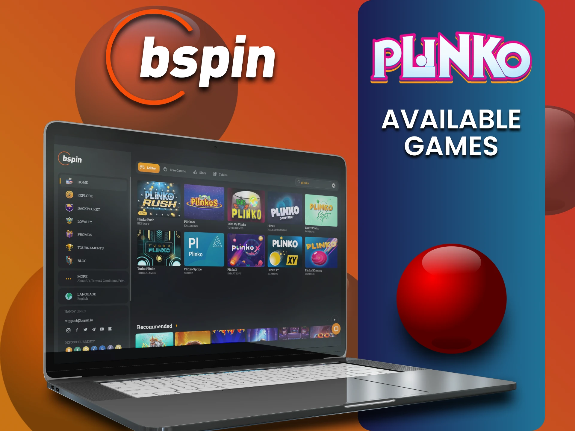 Bspin पर अपने Plinko गेम का संस्करण चुनें।