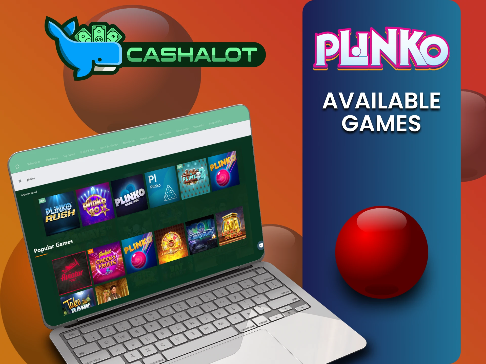 Cashalot वेबसाइट पर Plinko गेम्स की सूची देखें।