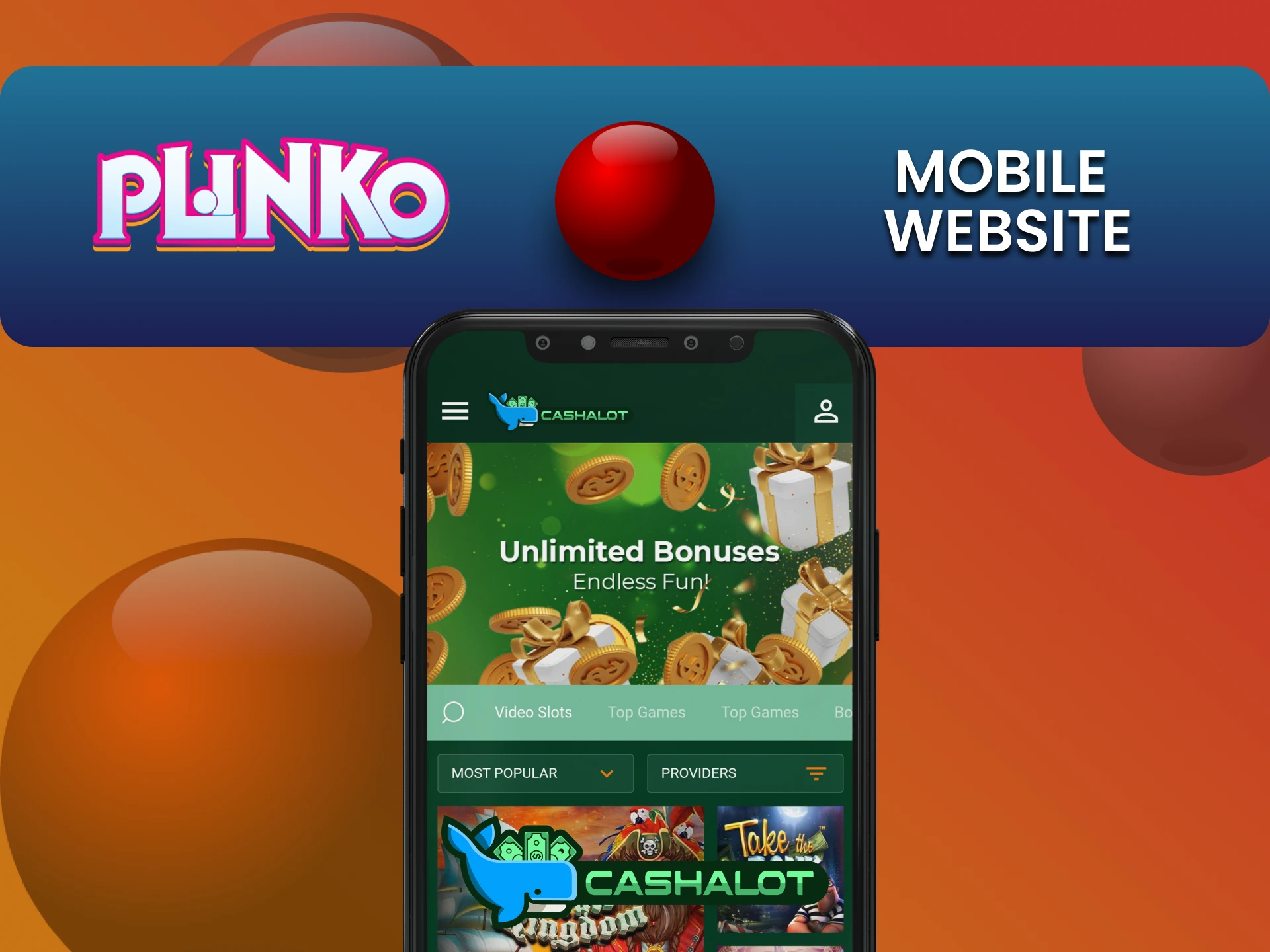 अपने फोन पर Plinko खेलने के लिए Cashalot वेबसाइट पर जाएं।