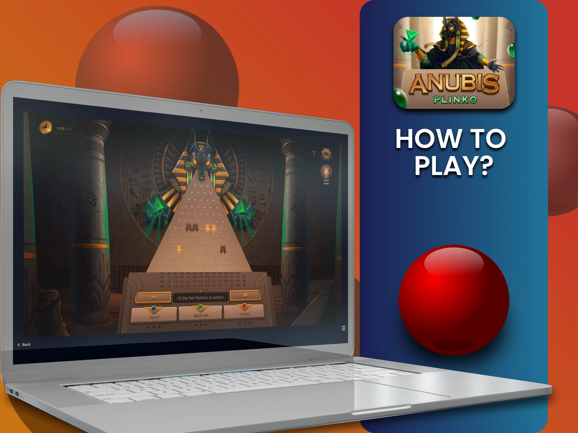 कैसीनो सेक्शन में Plinko Anubis चुनें।