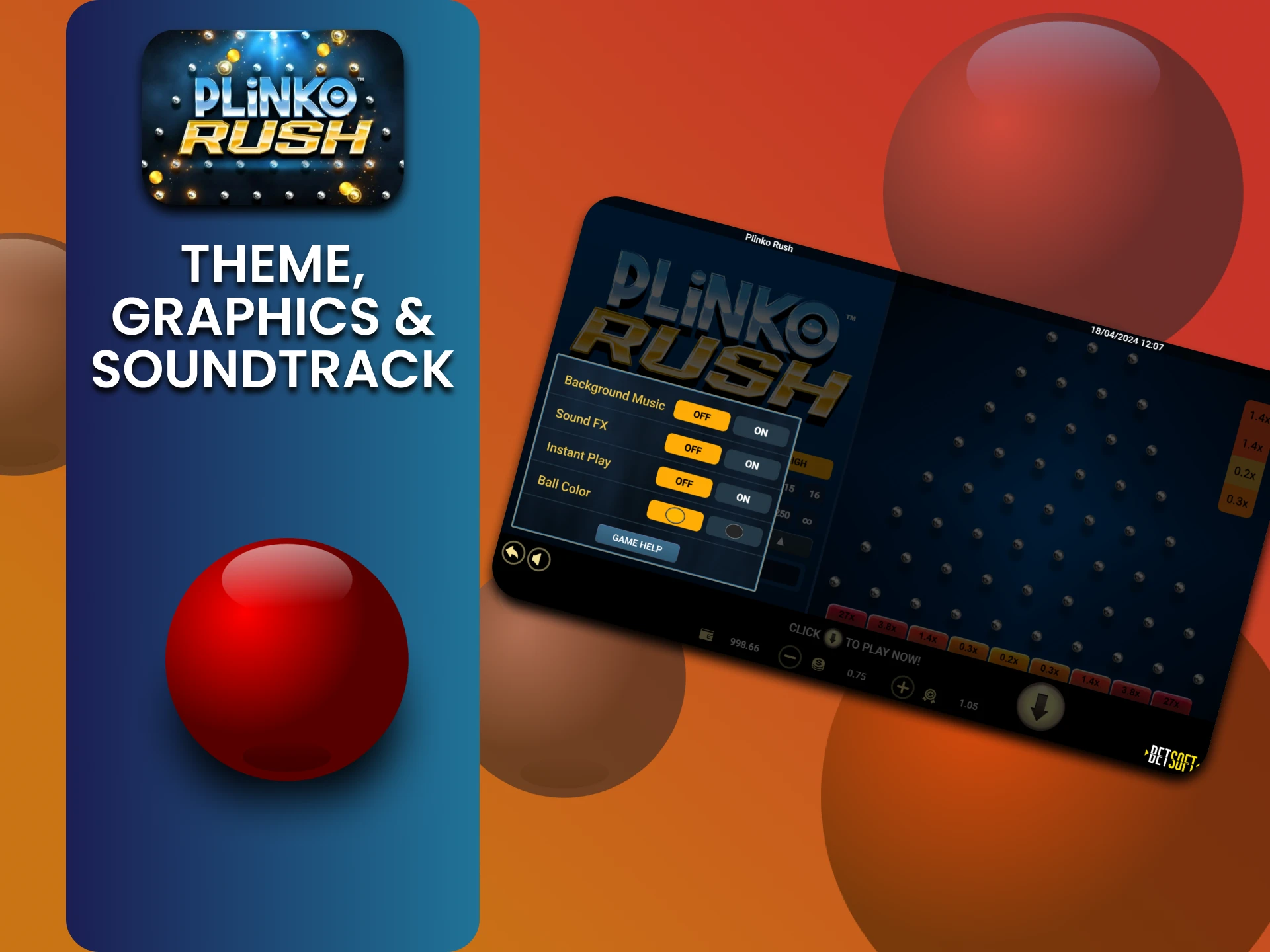 Plinko Rush में ग्राफिक्स और साउंड के बारे में जानें।