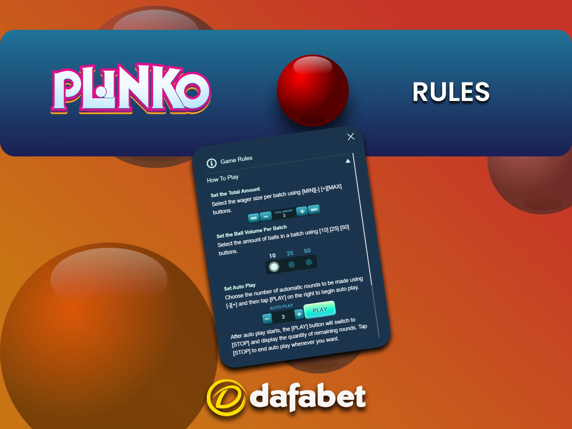 Dafabet पर Plinko गेम के नियम अवश्य पढ़ें।