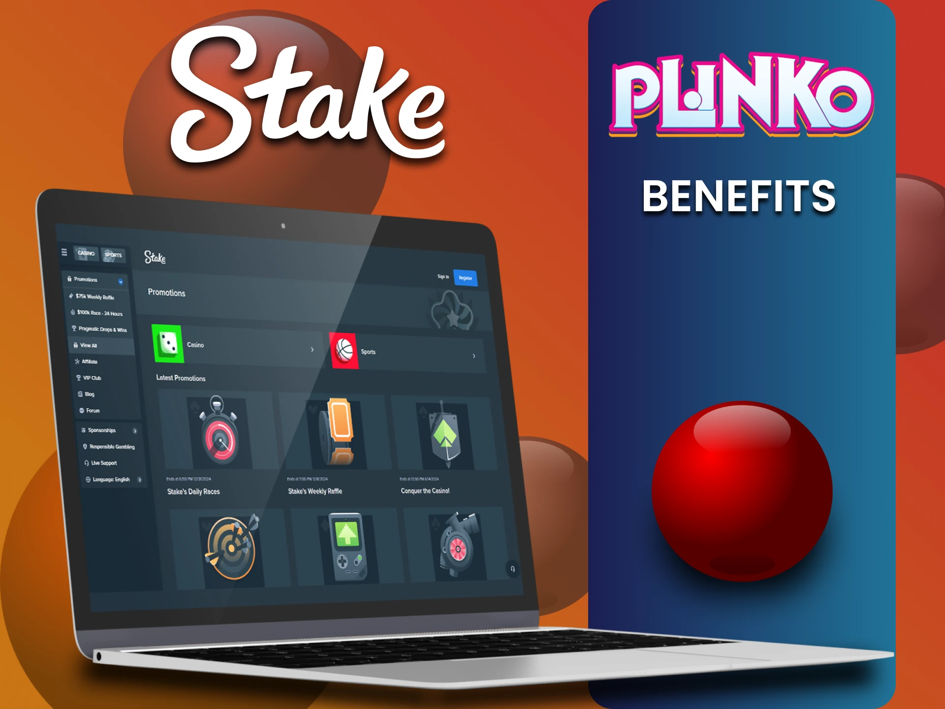 Stake के पास Plinko खिलाड़ियों के लिए कई लाभ हैं।