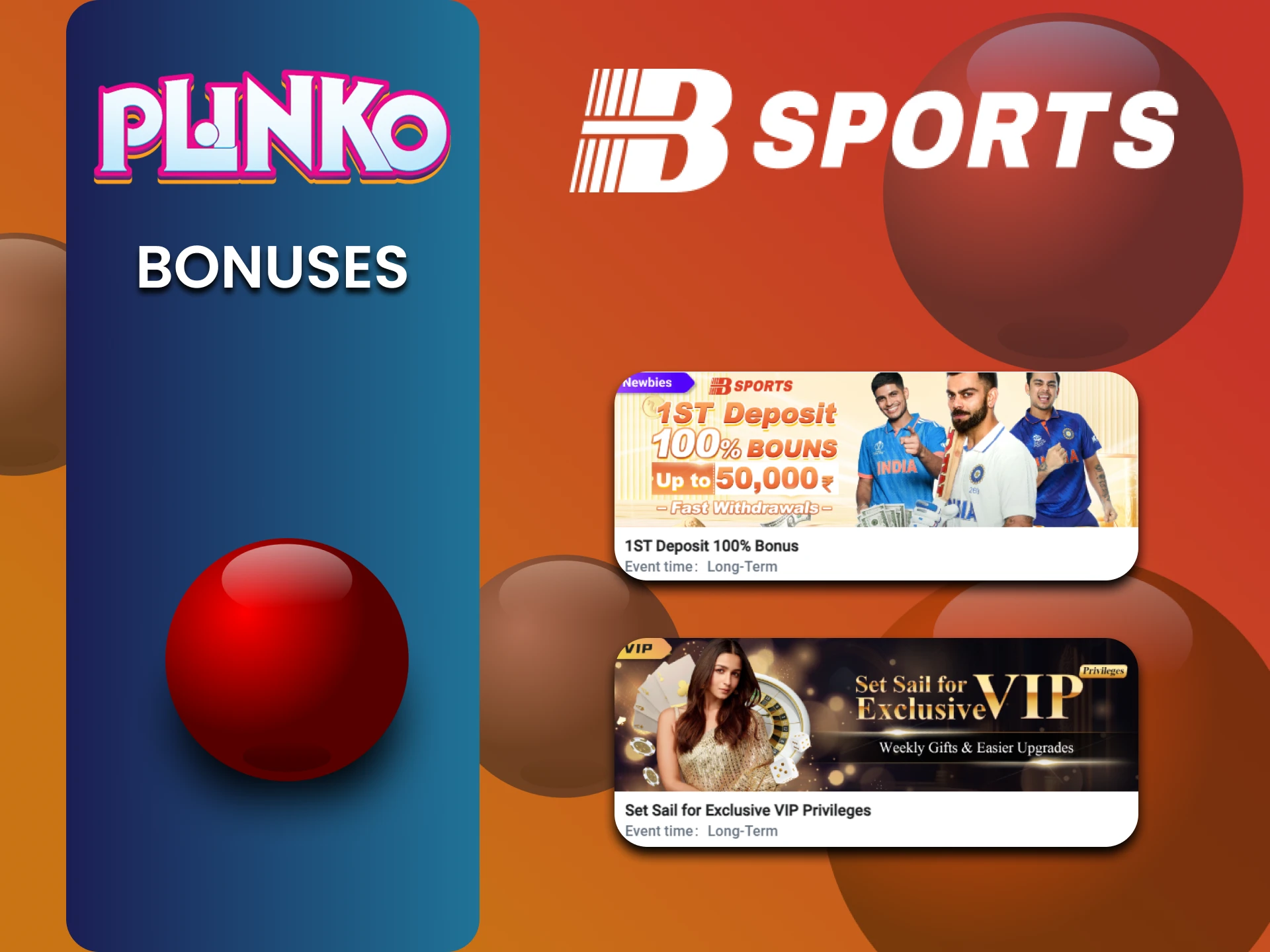 Bsports Plinko खिलाड़ियों को बोनस देता है।