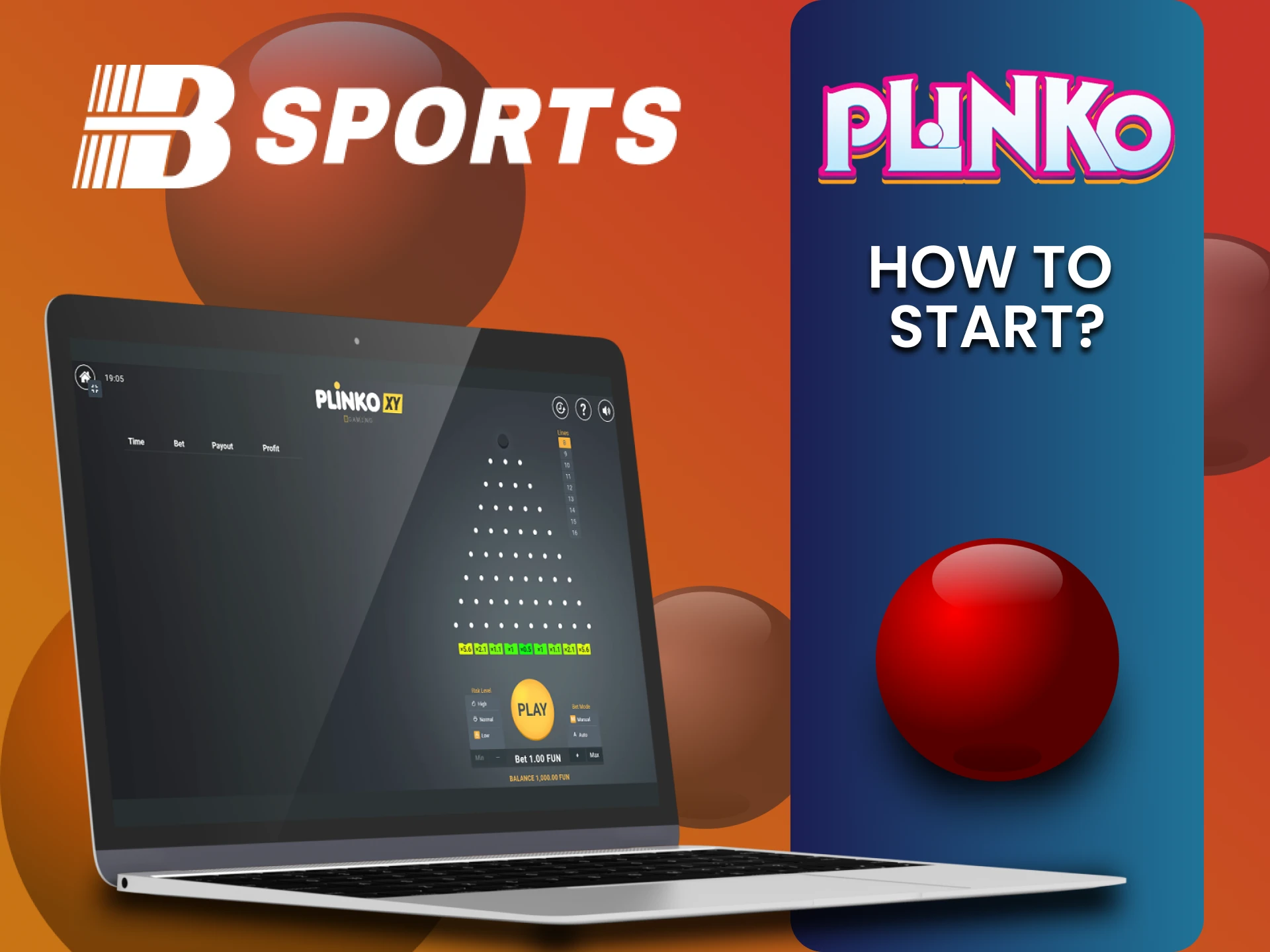 Plinko खेलने के लिए Bsport कैसीनो सेक्शन में जाएं।