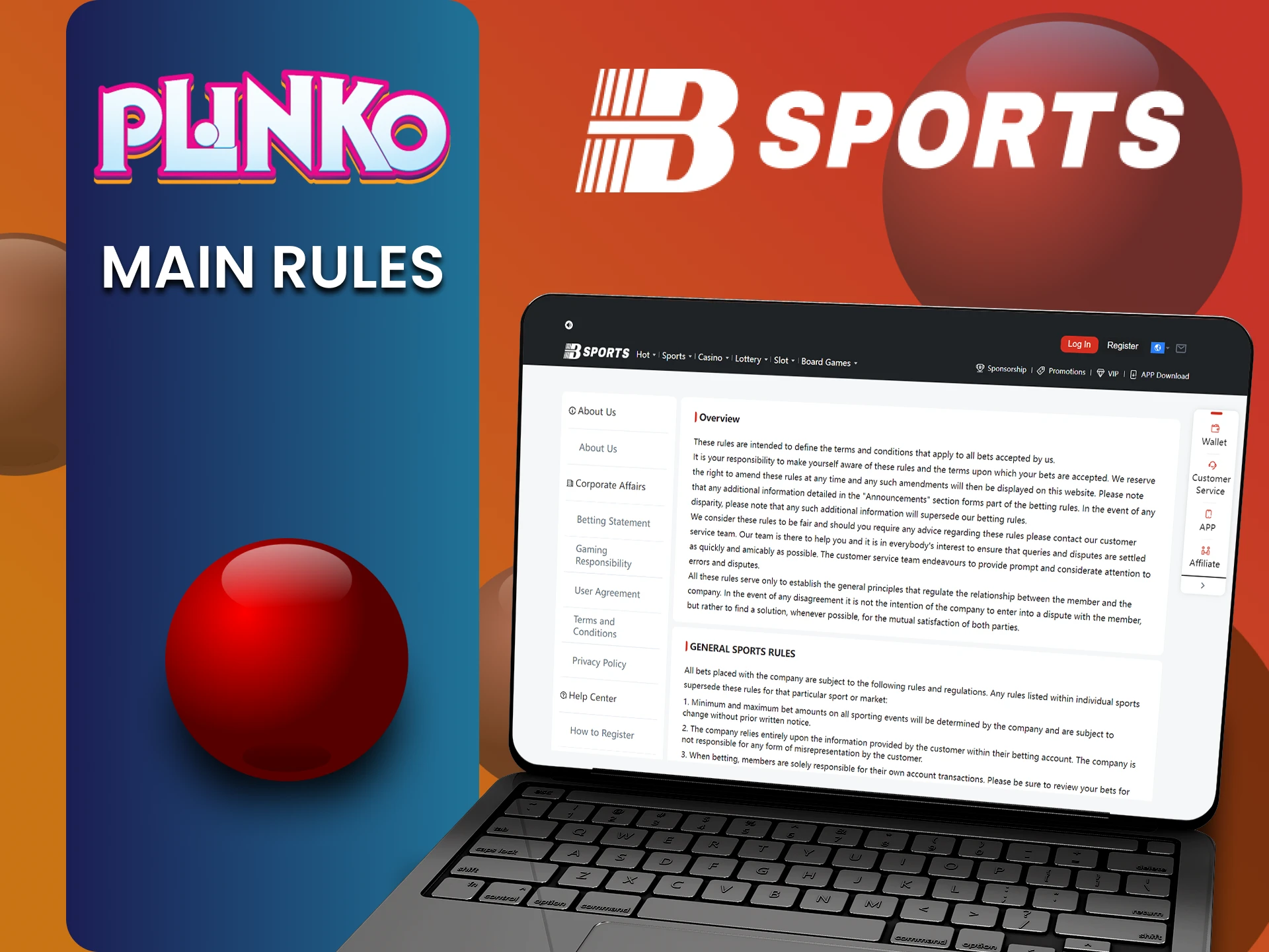 Plinko खेलने के लिए Bsports सेवा के नियम जानें।