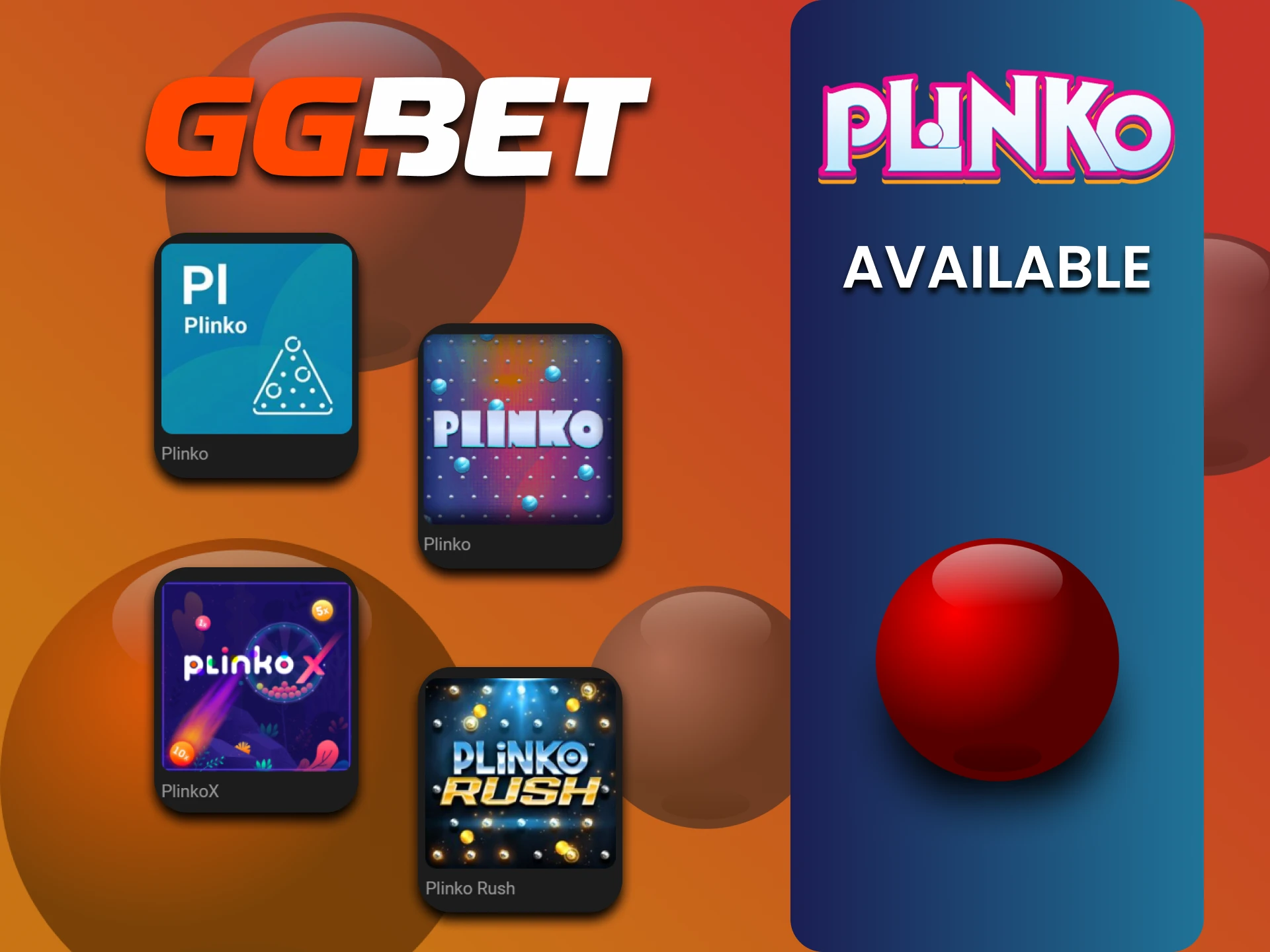GGbet पर उपलब्ध Plinko गेम्स की सूची देखें।