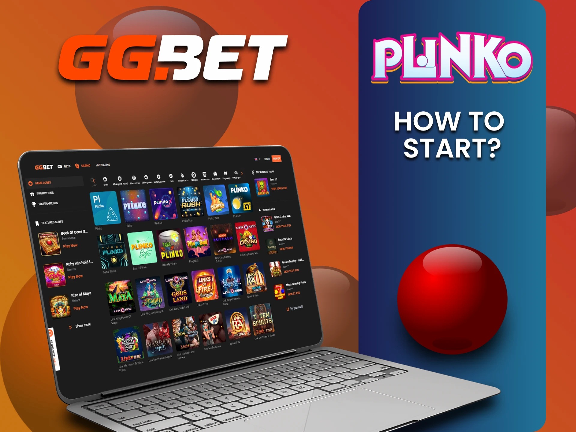 Plinko खेलने के लिए GGbet के कैसीनो सेक्शन में जाएँ।