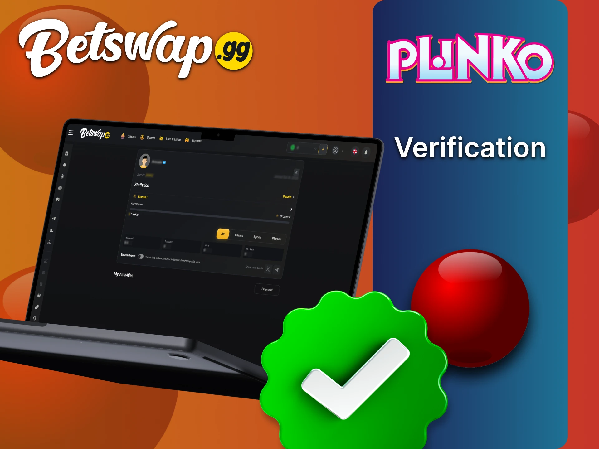 Betswap पर Plinko खेलने के लिए अपना खाता सत्यापित करें।
