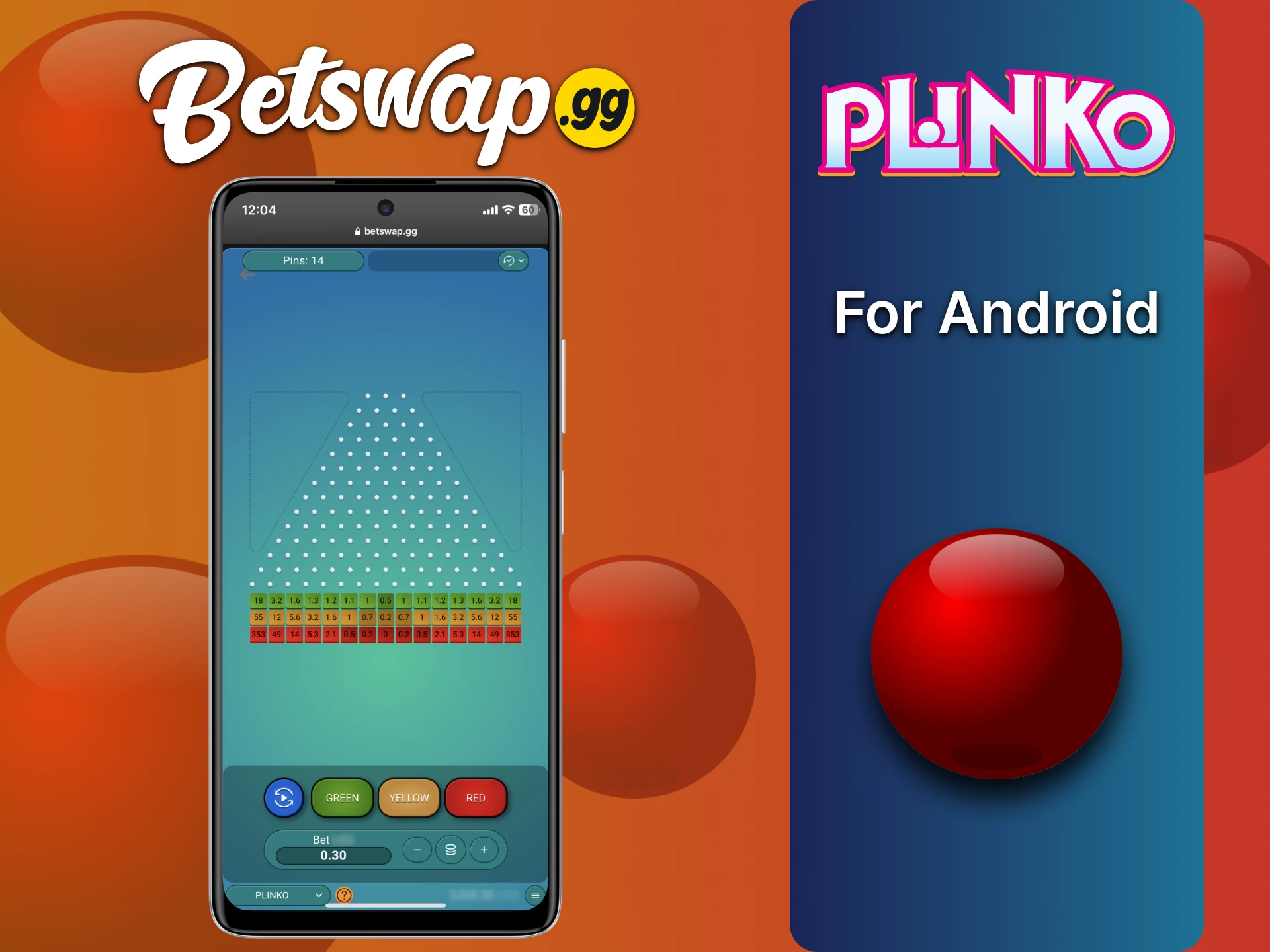 अपने Android डिवाइस से Betswap Plinko गेम एक्सेस करें।