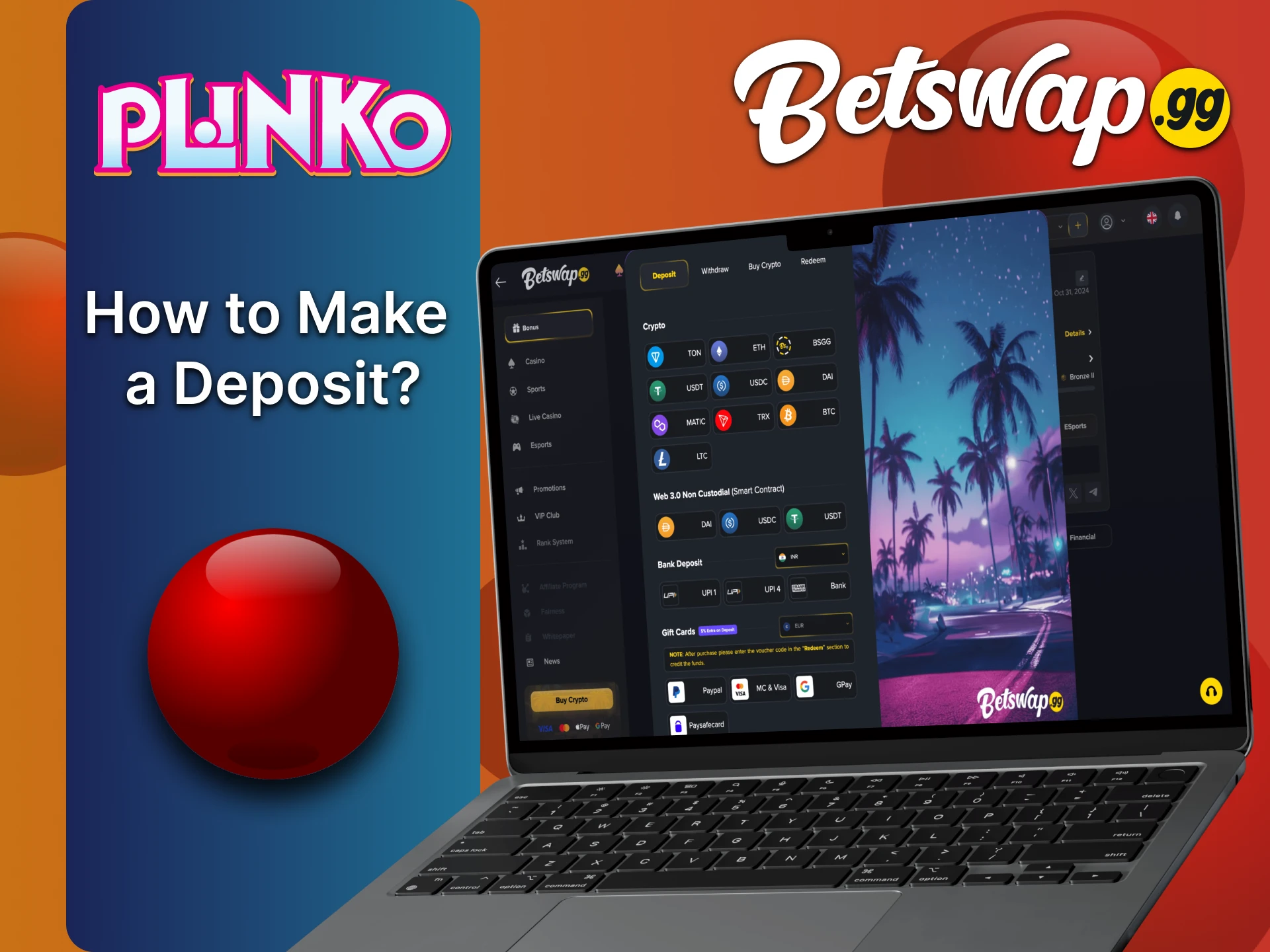 इस गाइड का उपयोग करके अपने Betswap खाते में Plinko के लिए टॉप अप करें।