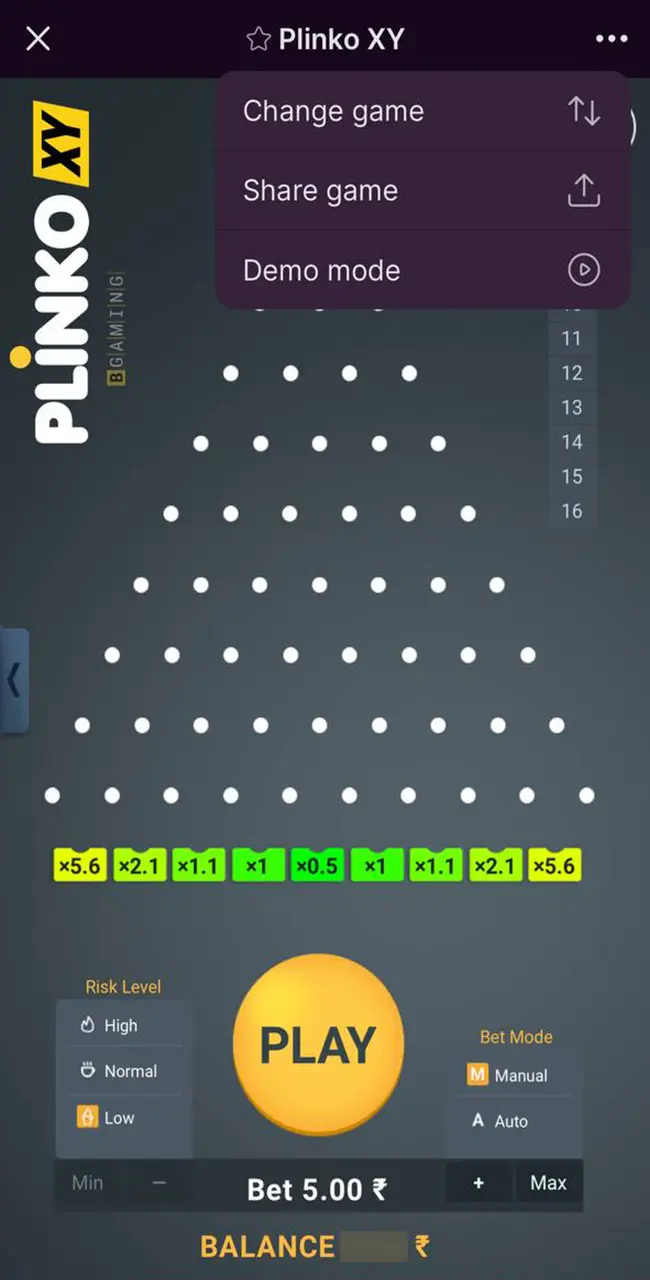 Batery casino से Plinko गेम लॉन्च करें और अनुभव और आत्मविश्वास प्राप्त करने के लिए डेमो मोड चुनें।
