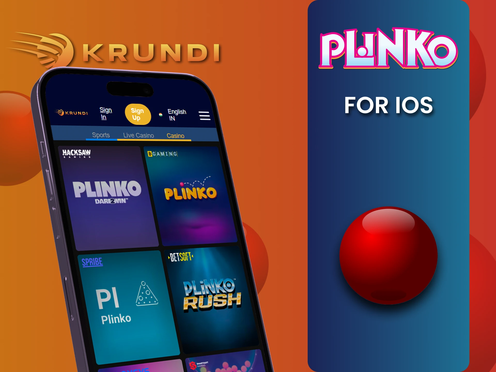 अपने फ़ोन पर Krundi ऐप डाउनलोड करके Plinko खेलें।