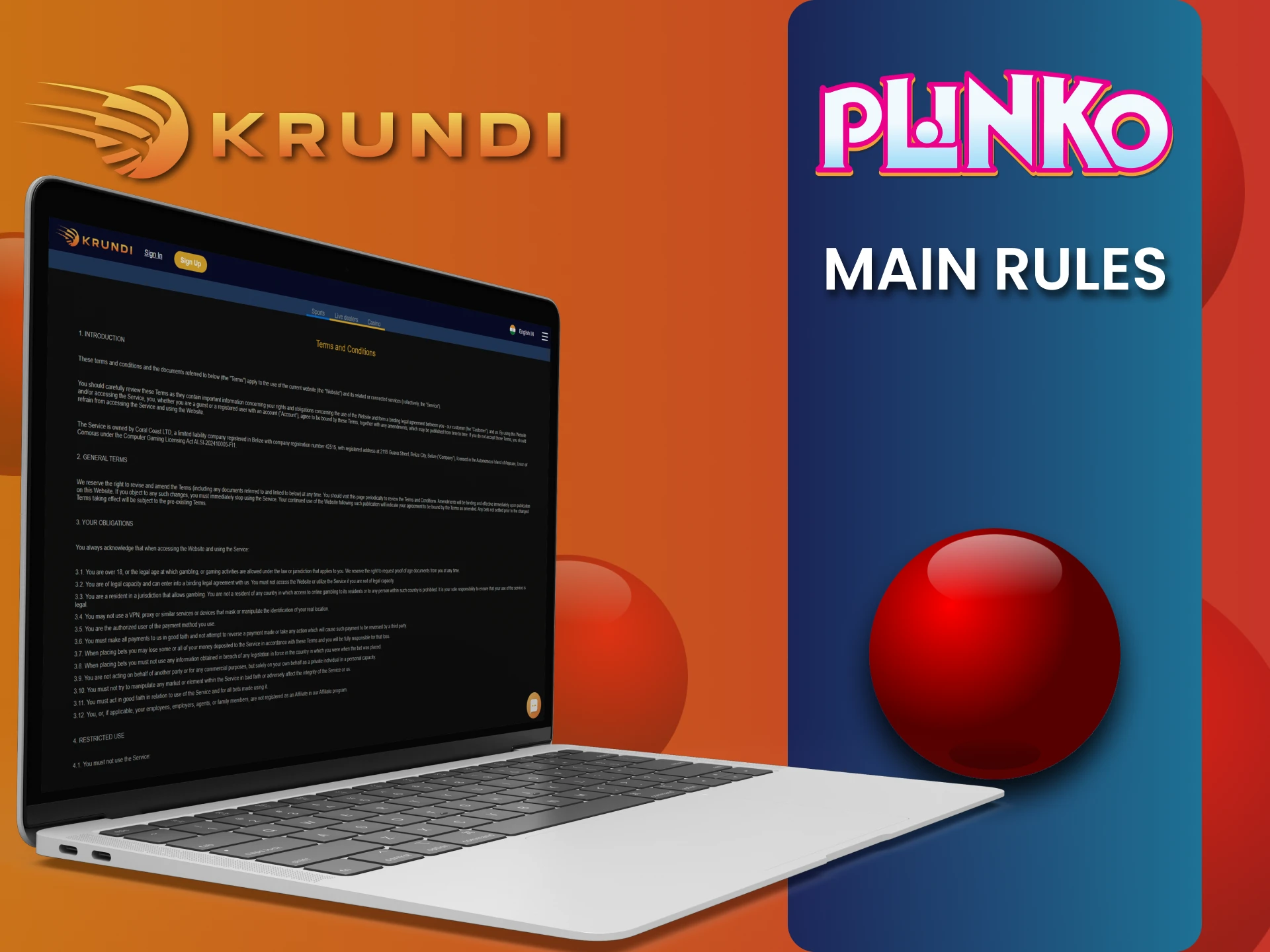 Krundi पर Plinko खेलने से पहले मुख्य नियम पढ़ें।