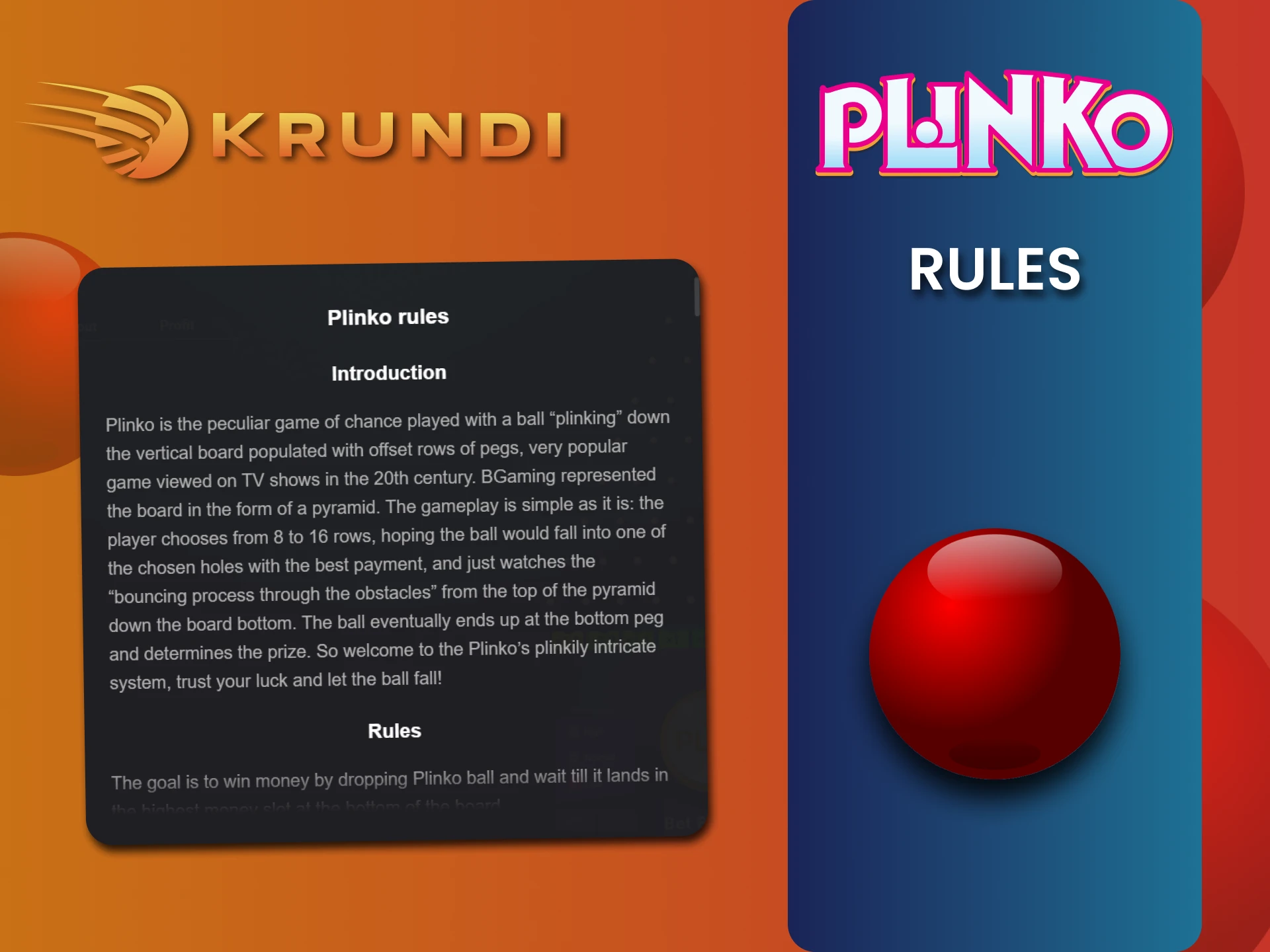 Krundi में Plinko खेलने के लिए सरल नियम हैं।