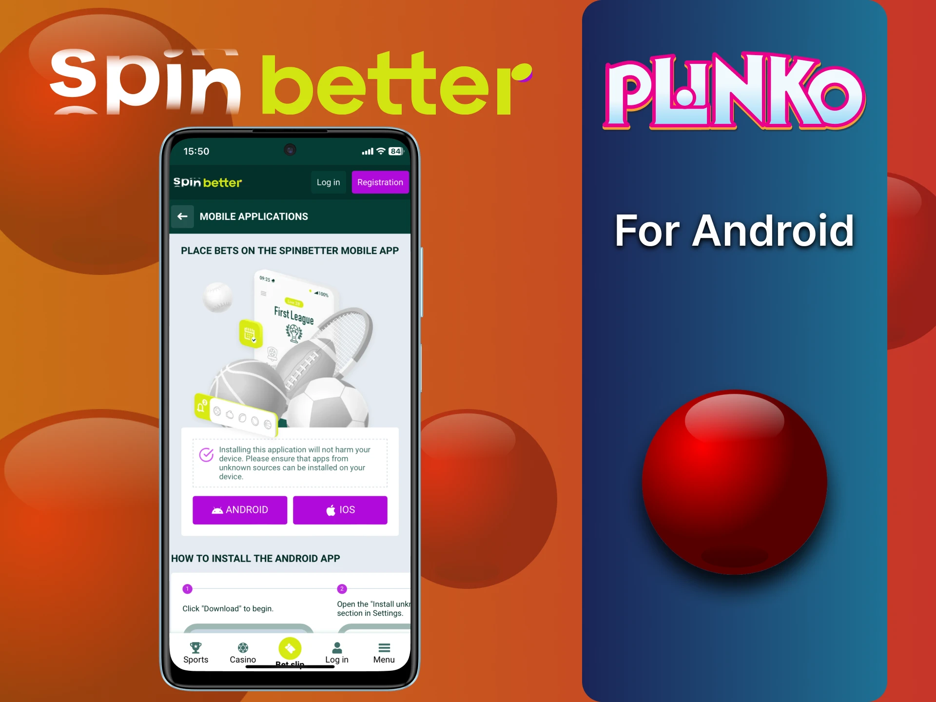 Android पर SpinBetter Plinko गेम डाउनलोड करें।