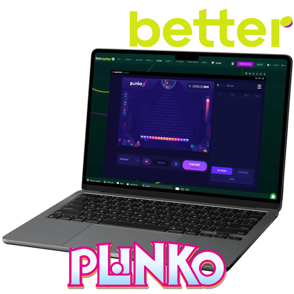 SpinBetter पर Plinko गेम ऑनलाइन खेलें।