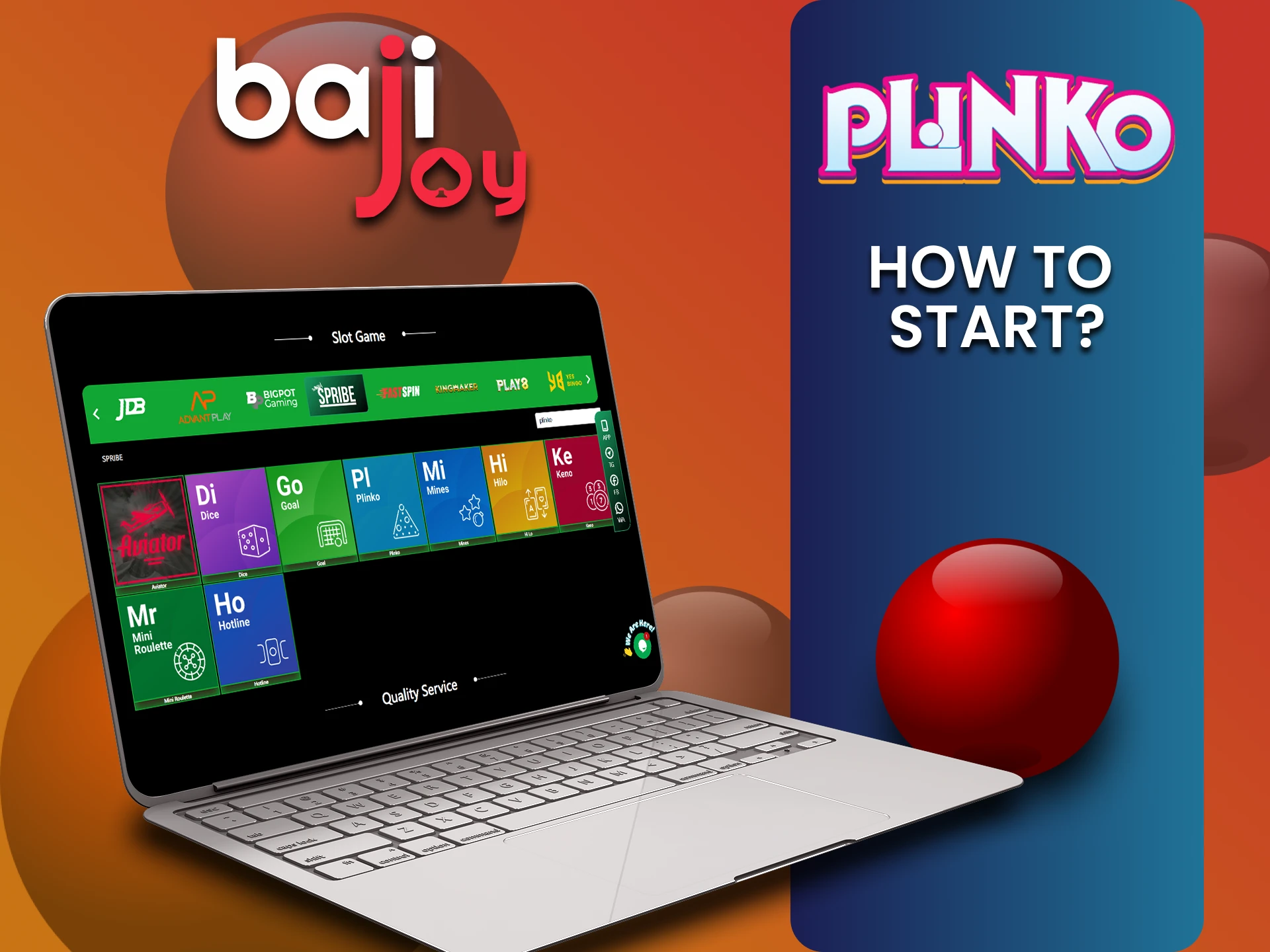 Bajijoy पर Plinko खेलने के लिए कैसीनो अनुभाग में जाएं।