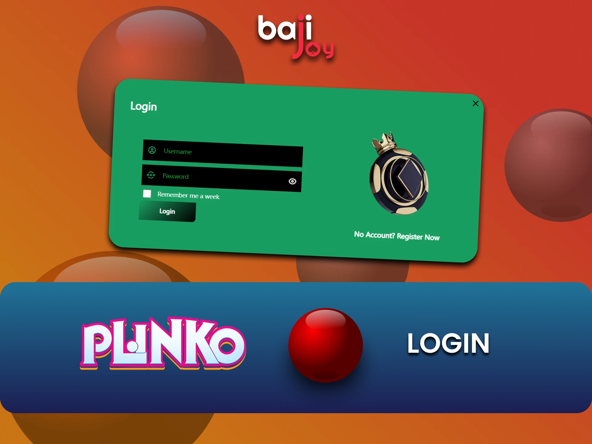 Plinko खेलने के लिए Bajijoy वेबसाइट पर अपने व्यक्तिगत खाते में लॉगिन करें।
