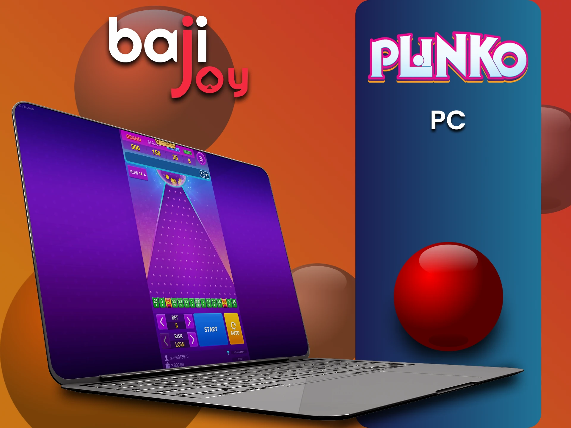 आप Bajijoy वेबसाइट पर PC पर Plinko खेल सकते हैं।
