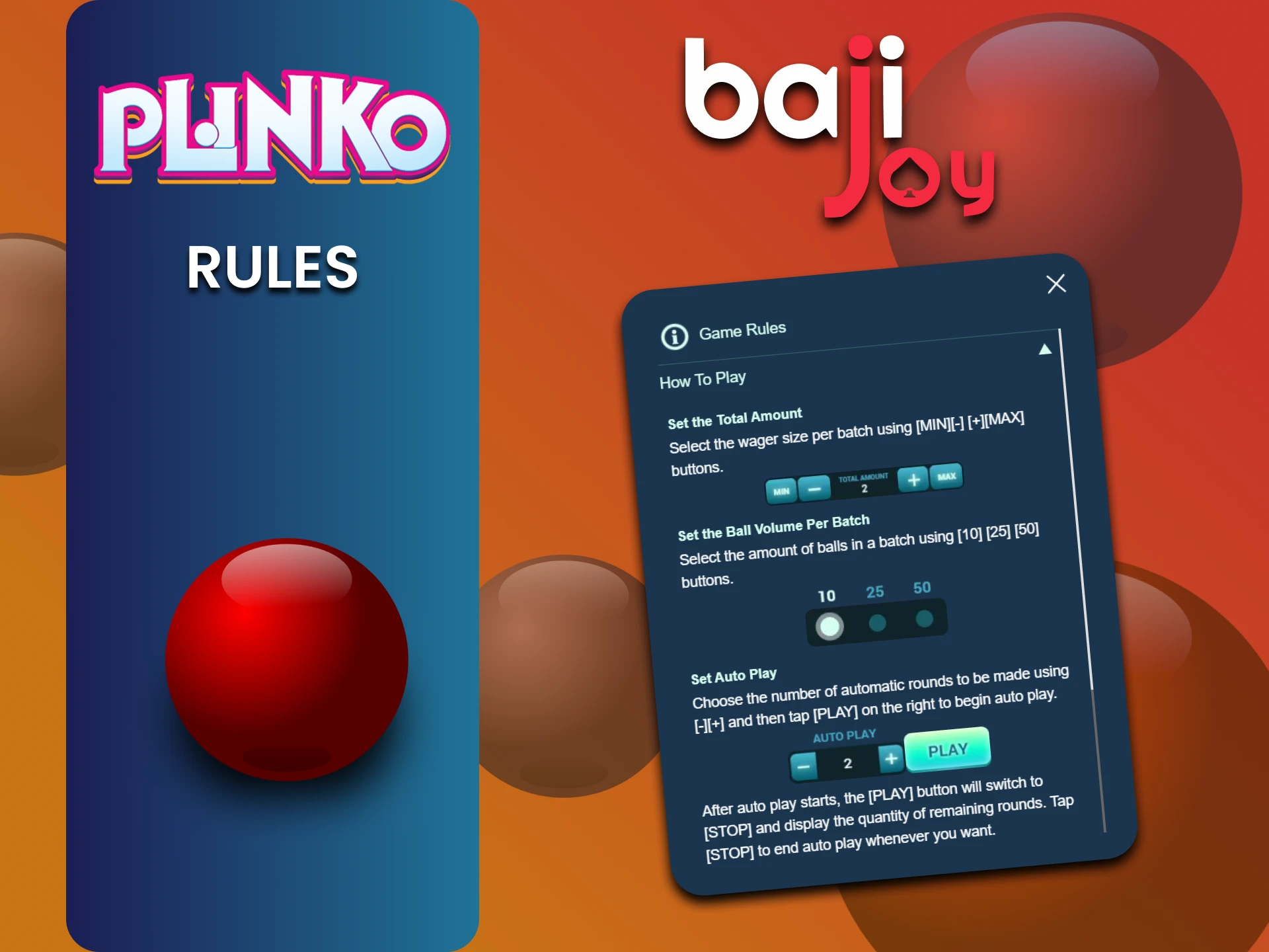 Bajijoy पर Plinko गेम के नियमों की सूची देखें।