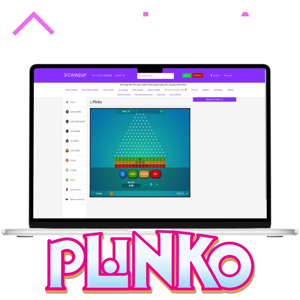 Winzap Plinko गेम ऑनलाइन खेलें।