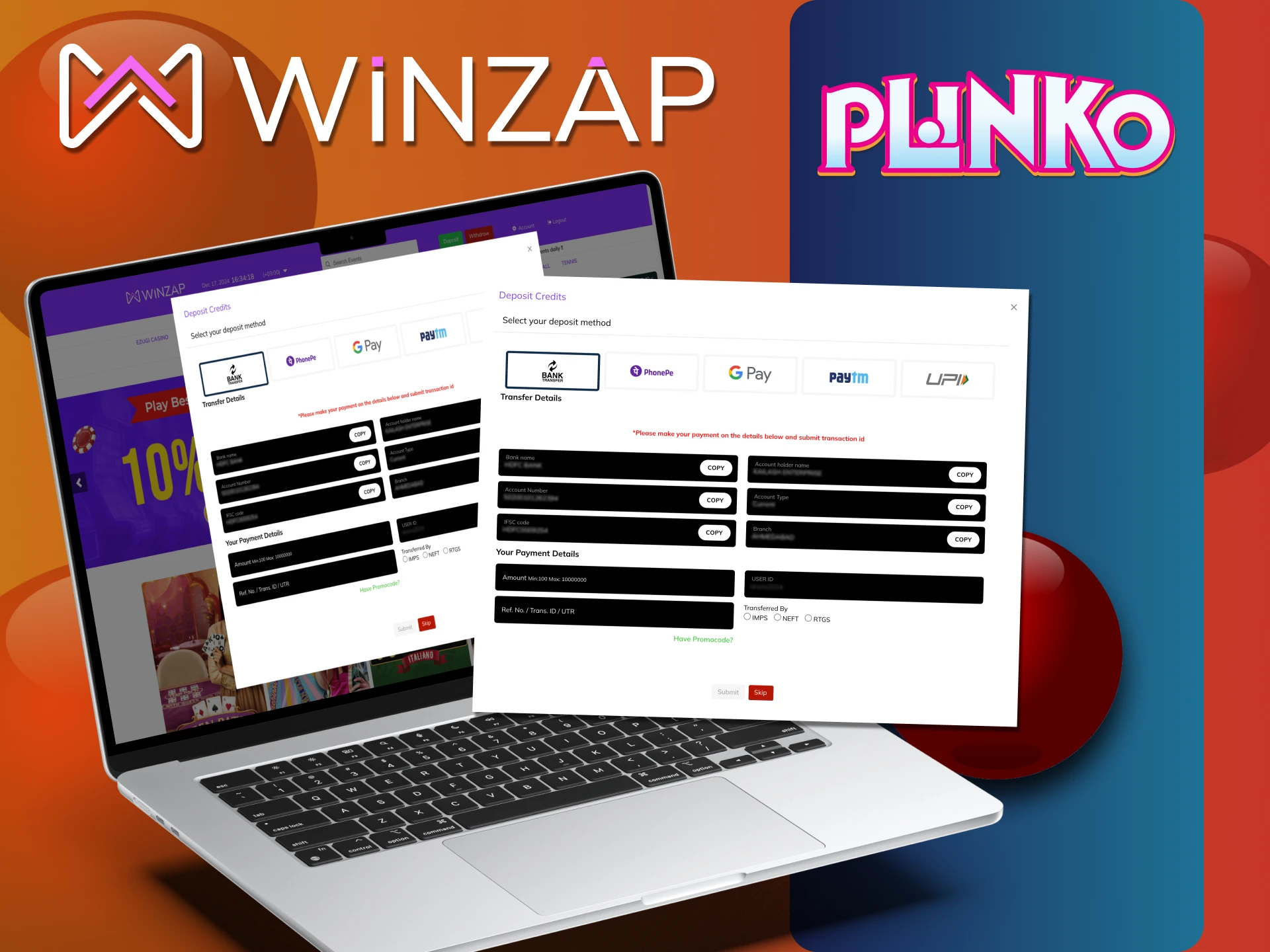 Winzap पर Plinko खेलने के लिए जमा करें।