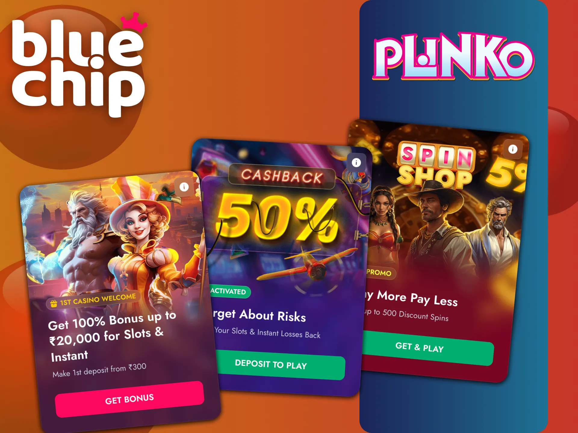 Plinko गेम्स खेलने के लिए Bluechip में कई बोनस हैं।