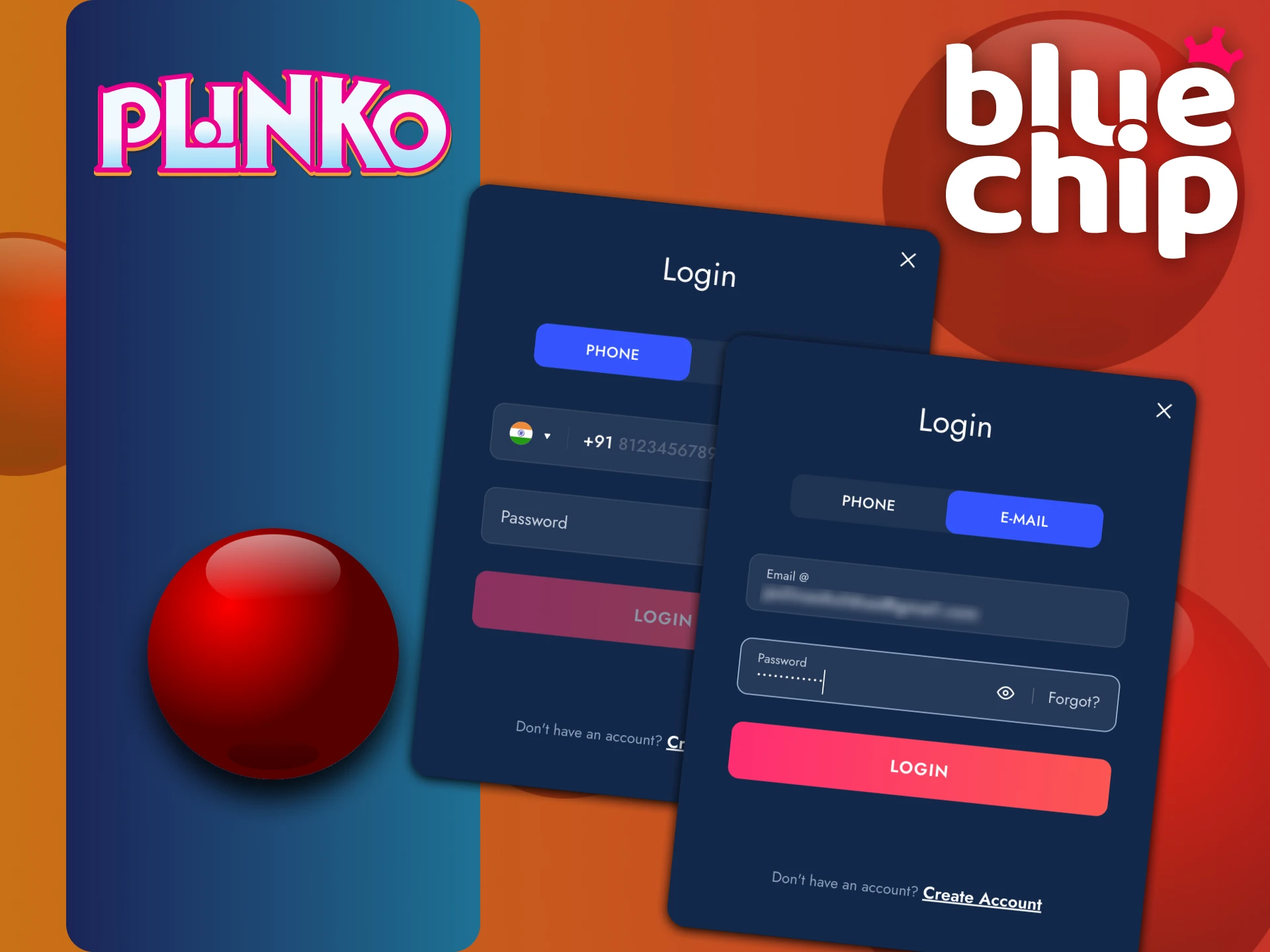 Bluechip प्लेटफॉर्म में लॉगिन करें और Plinko गेम खेलना शुरू करें।