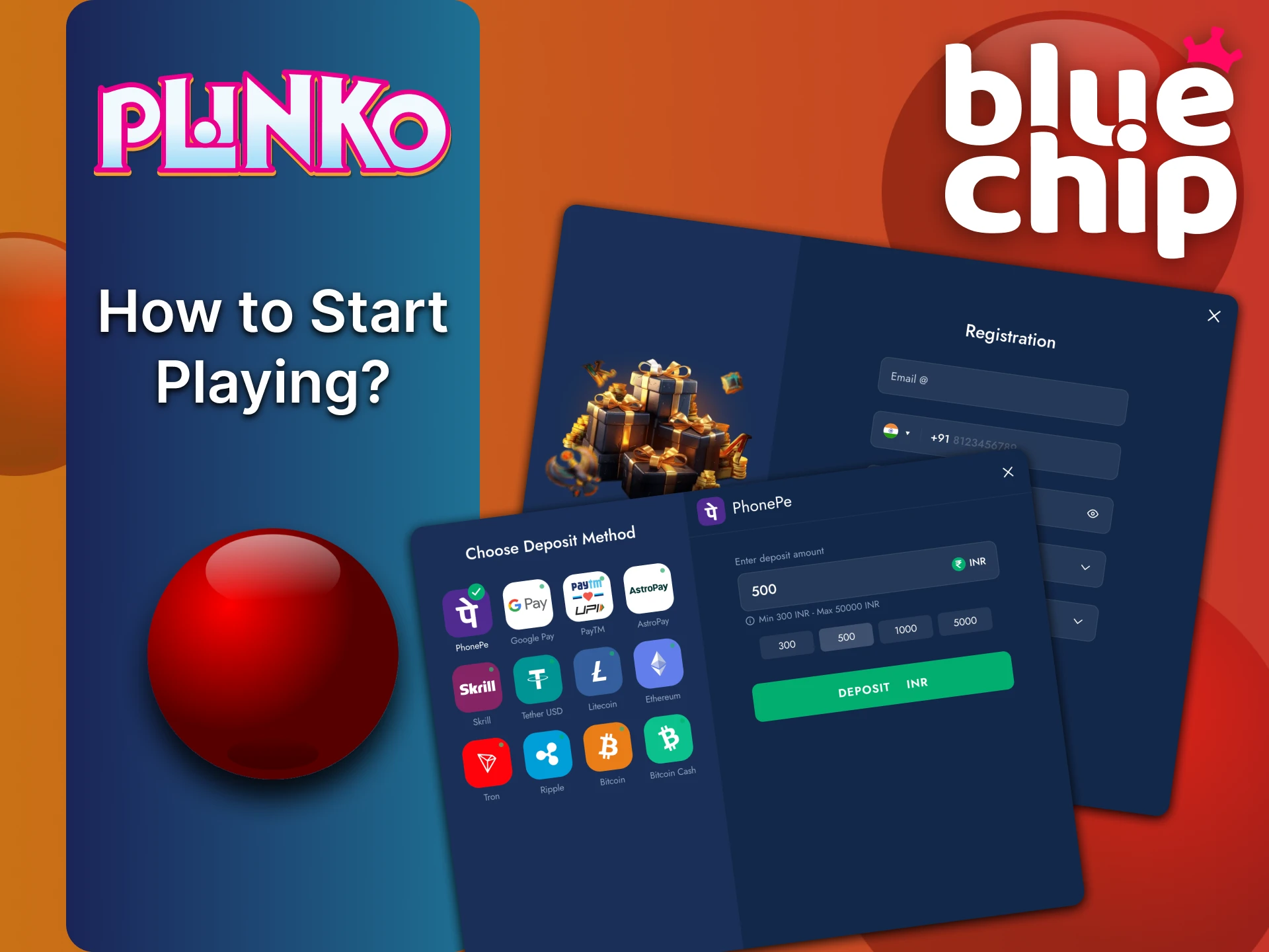 Bluechip कैसीनो में Plinko खेलने के लिए कुछ चरणों से गुजरें।