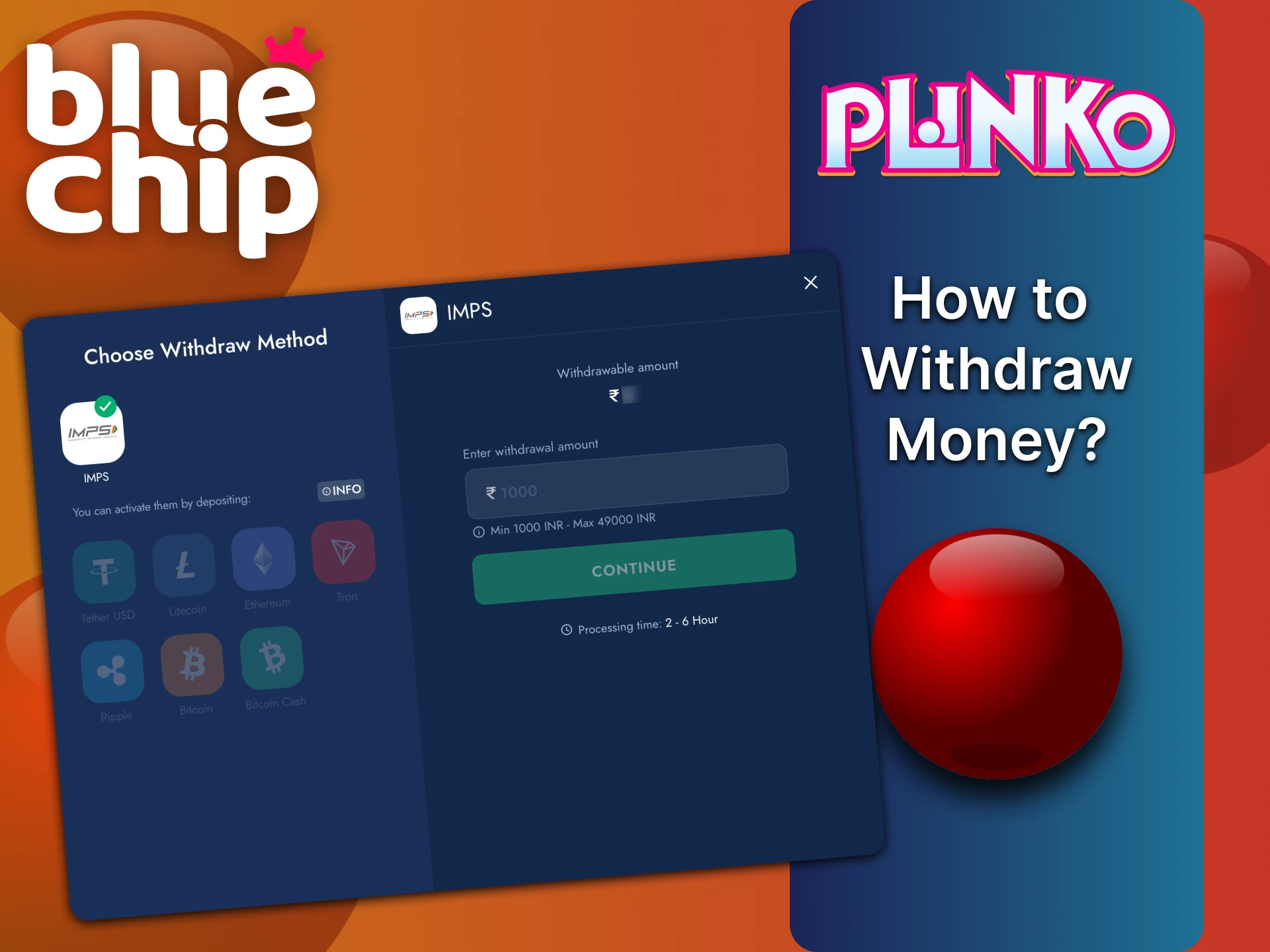 Bluechip Plinko खाते से पैसे निकालना आसान है।